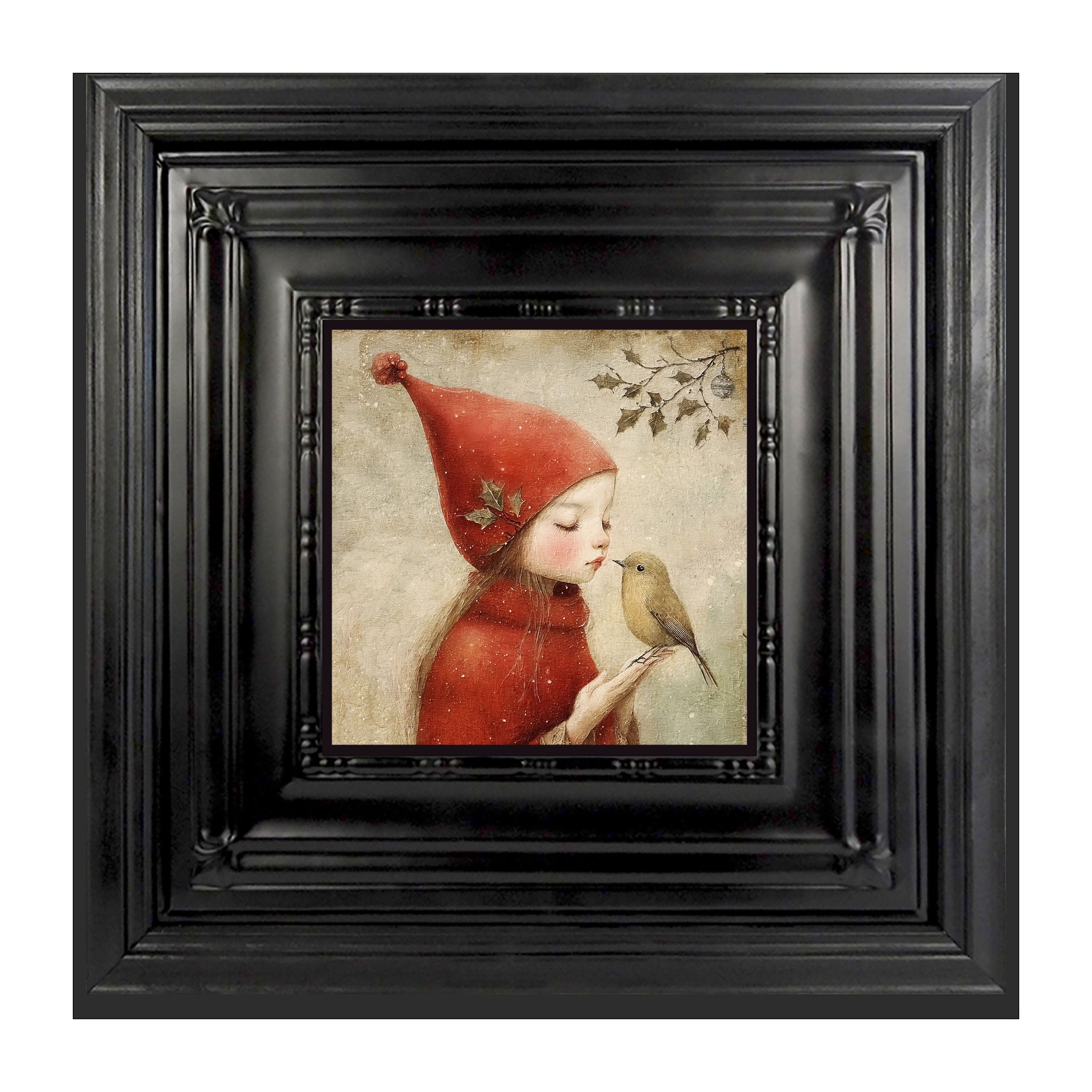 Christmas girl with bird