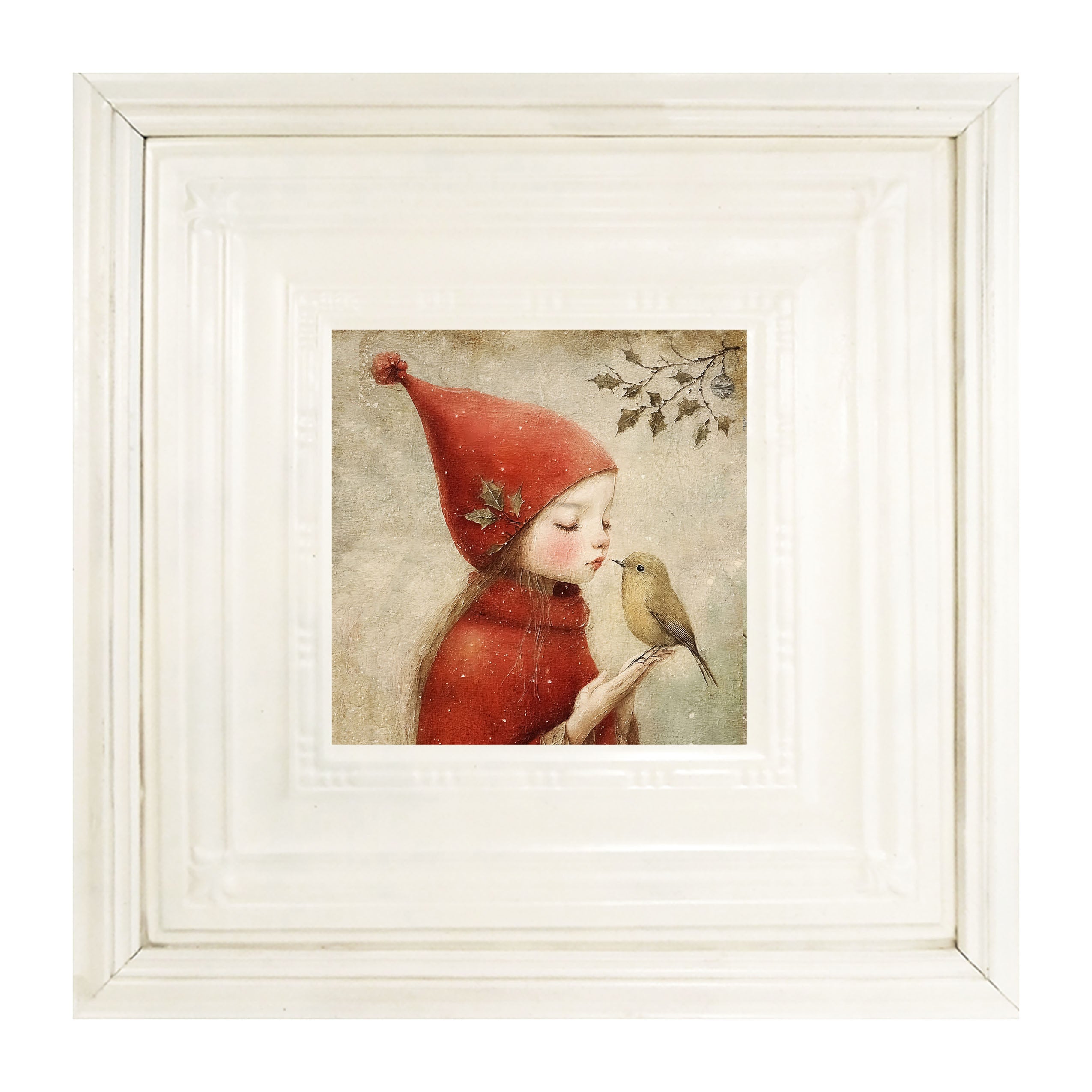 Christmas girl with bird