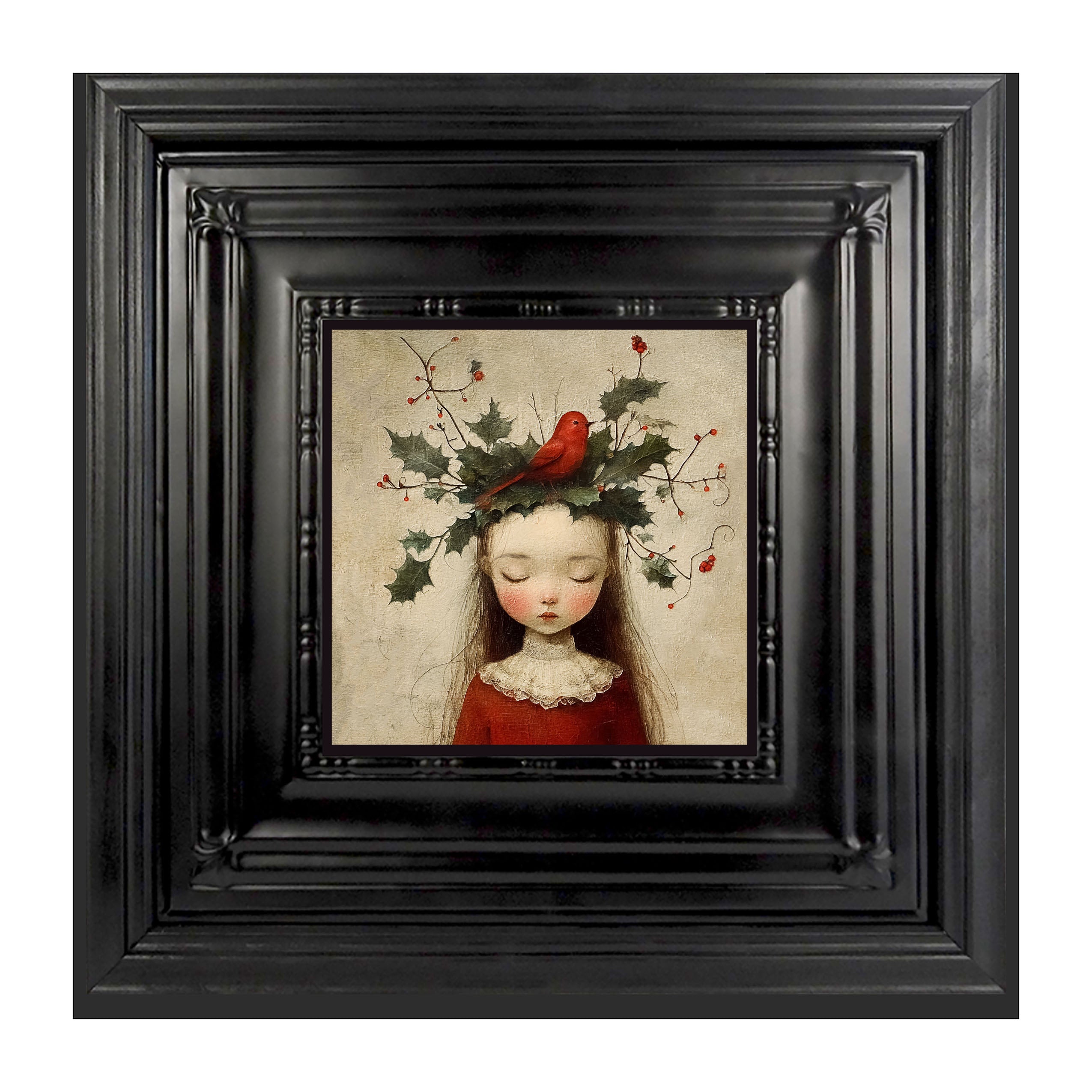Christmas Girl with Cardinal