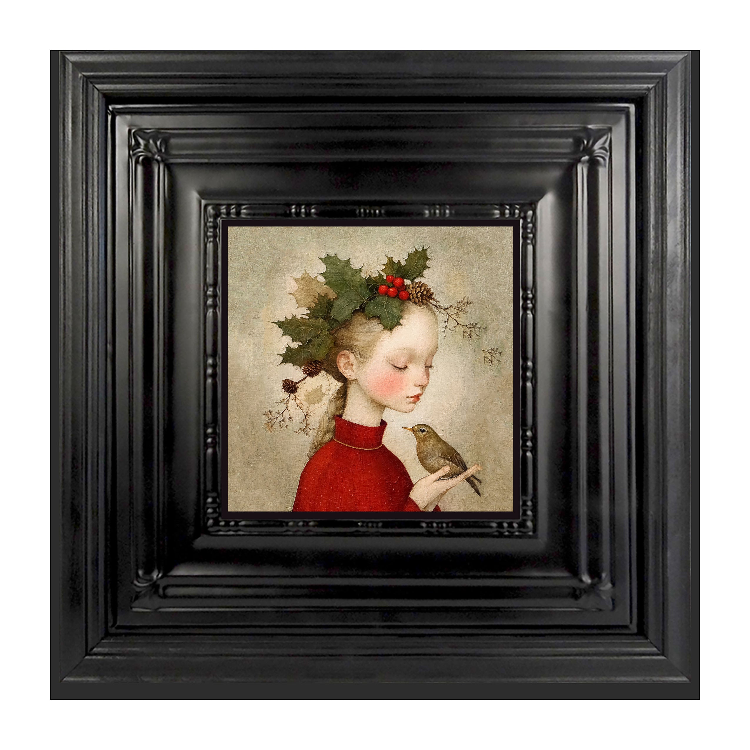 Girl with Holly and Bird