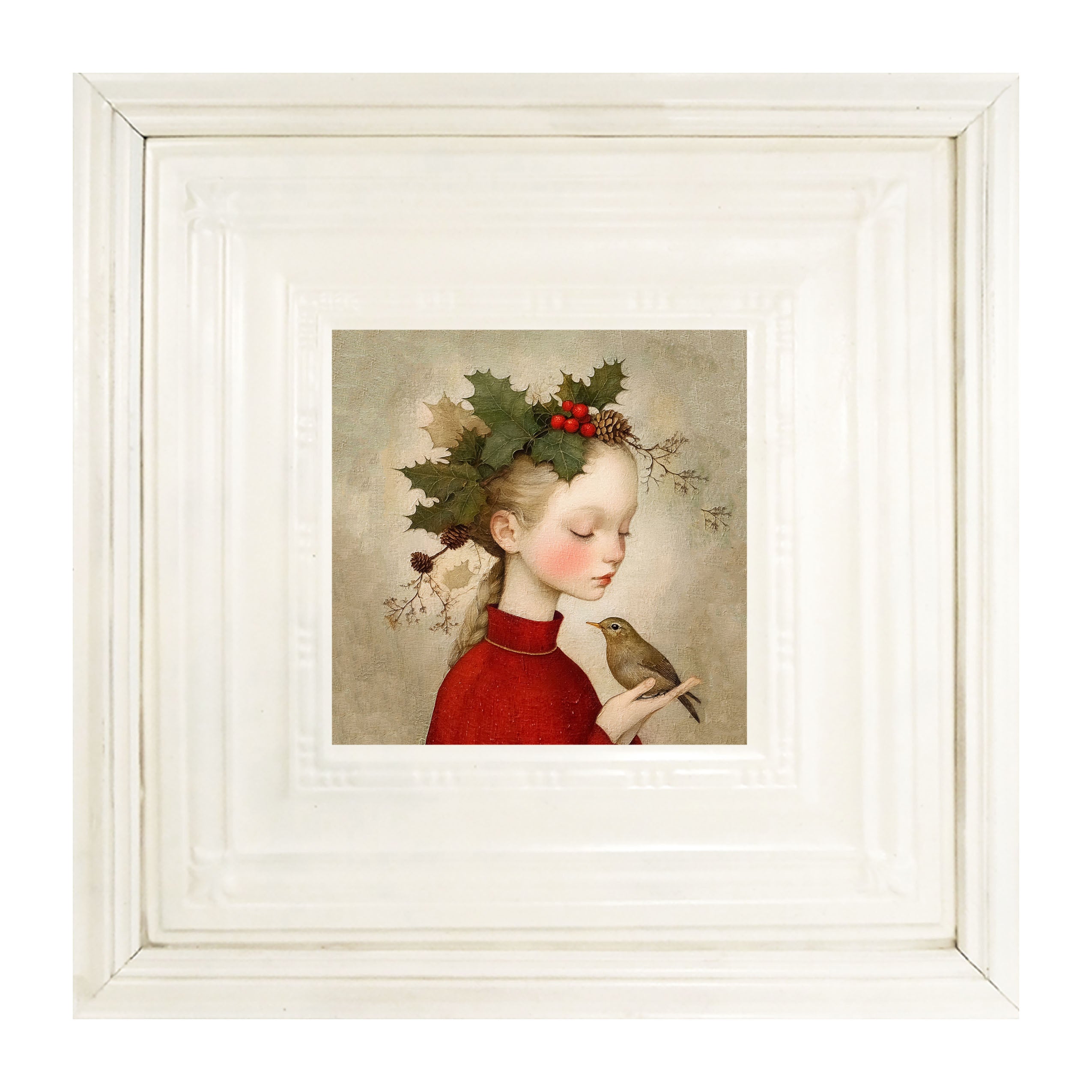 Girl with Holly and Bird