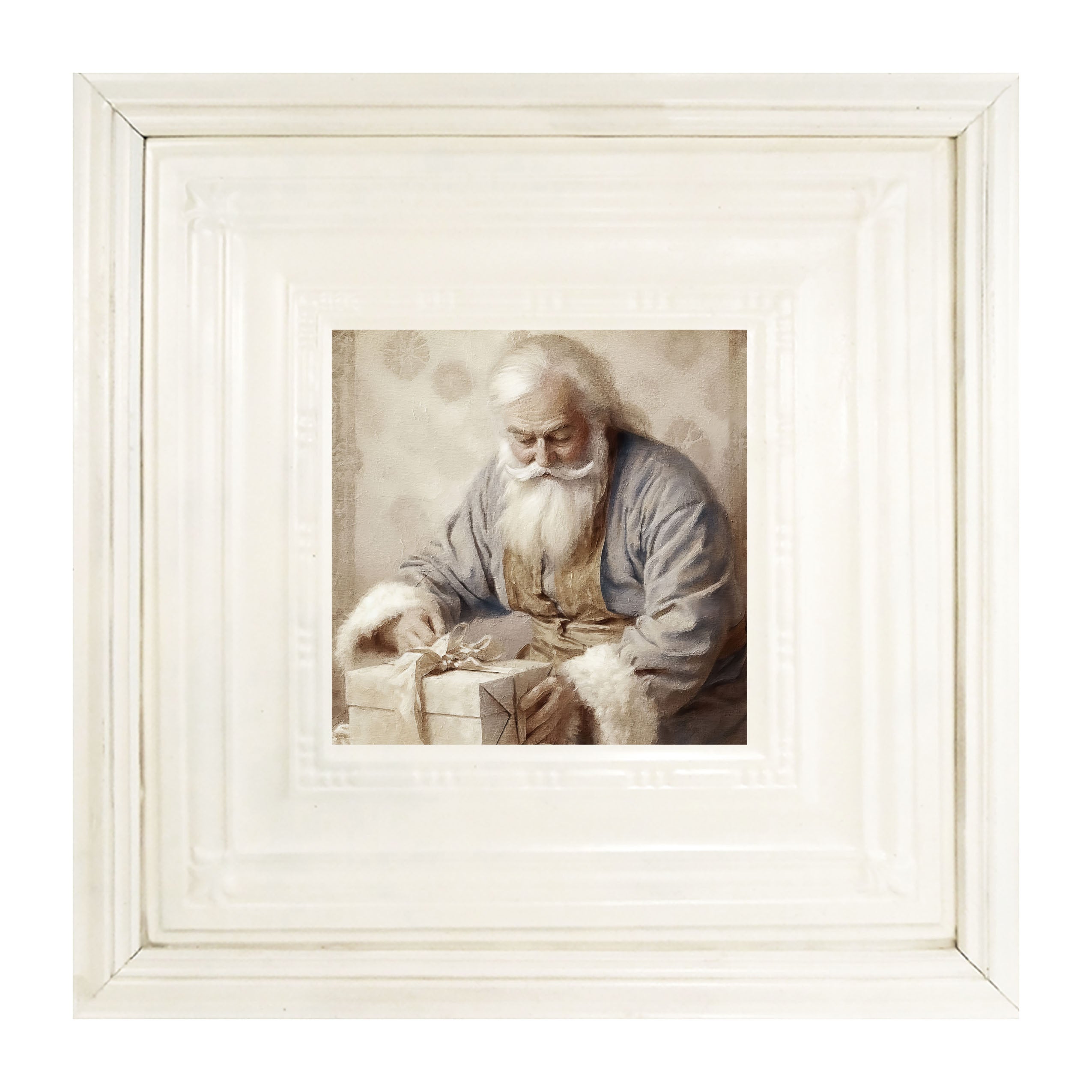 Santa Tying a Bow on a Present