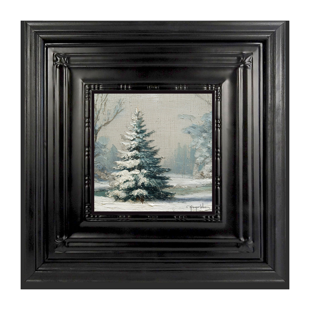 Snowy Pine near Pond