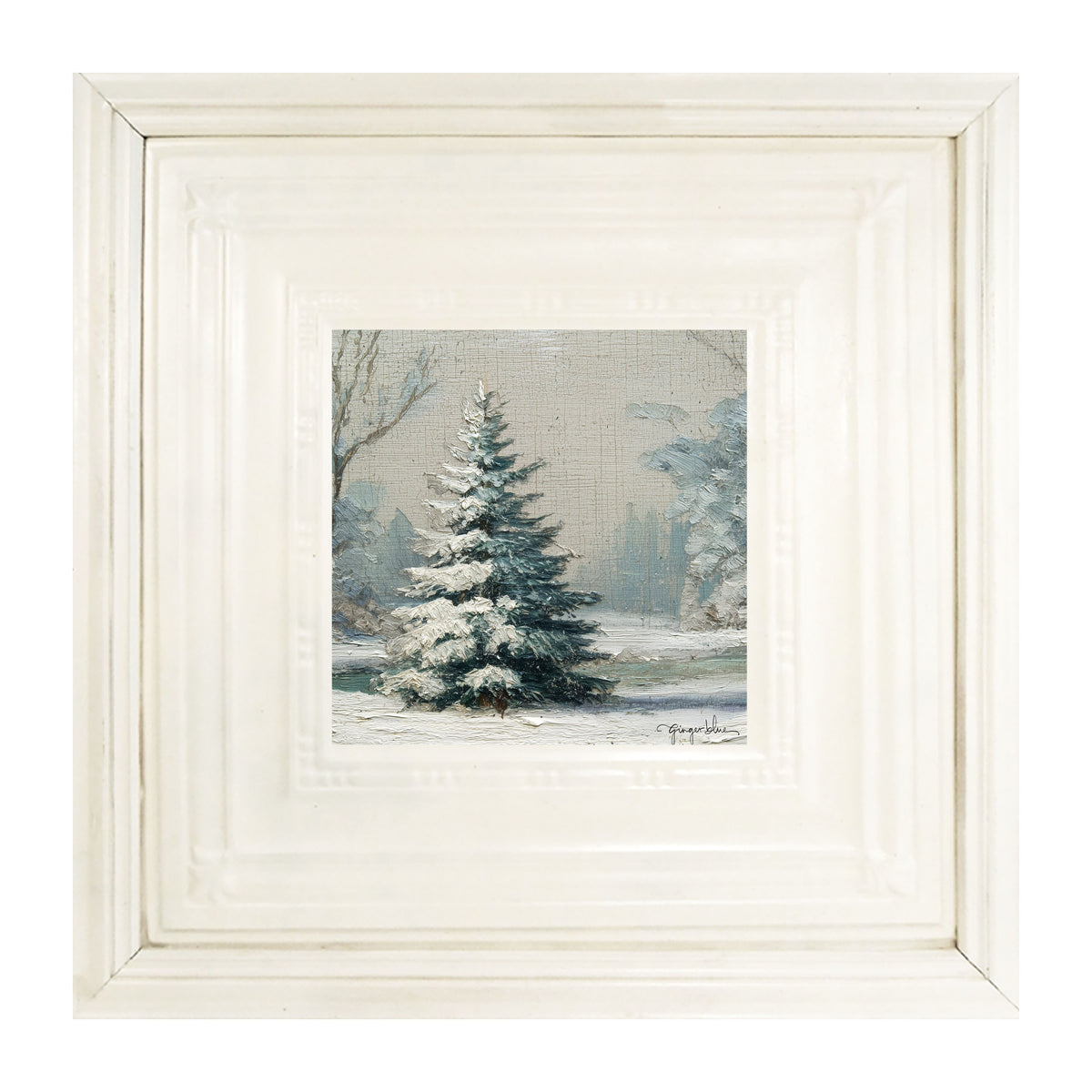 Snowy Pine near Pond