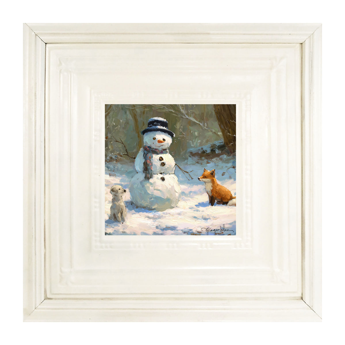 Snowman with Dog and Fox