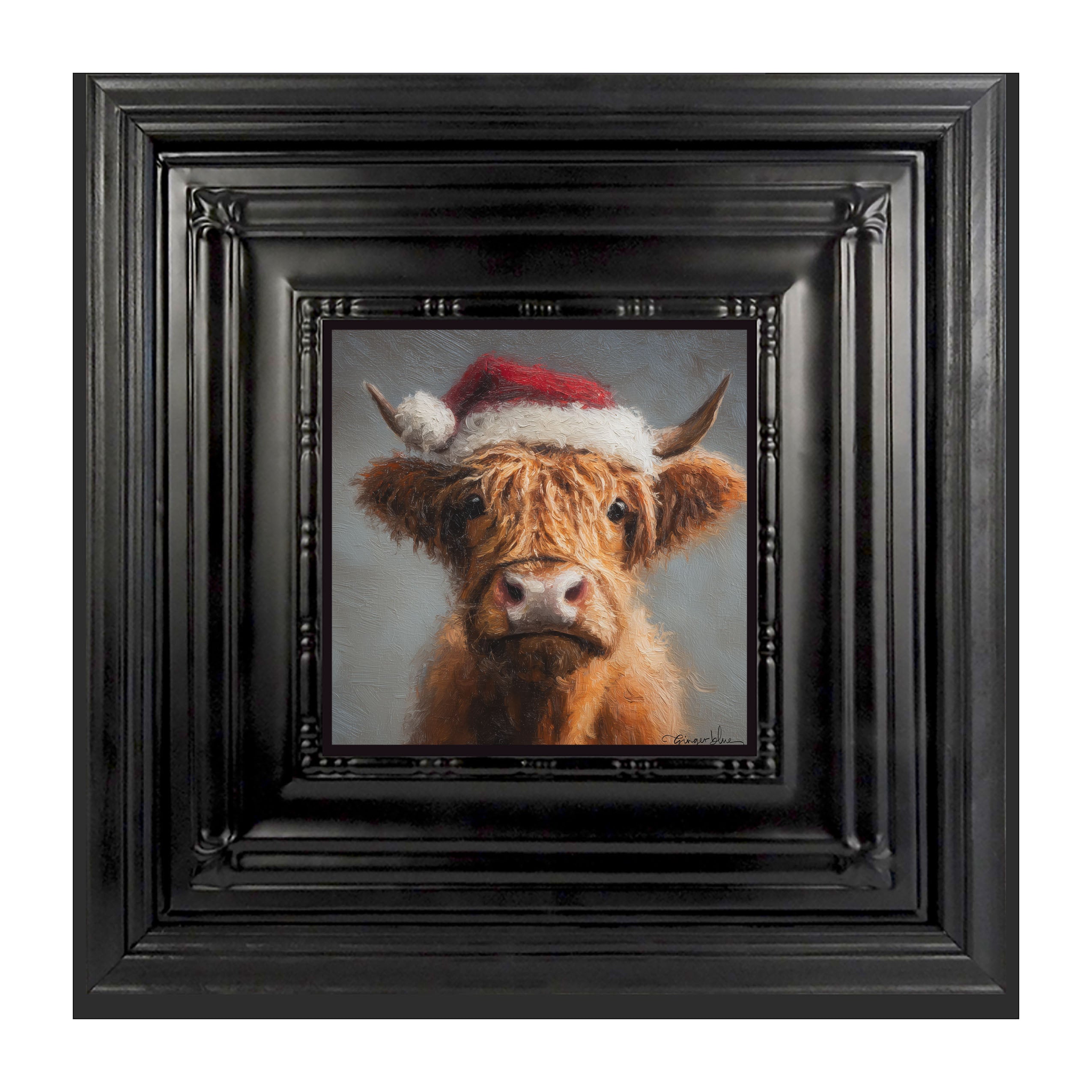Santa Hat Highland Cow