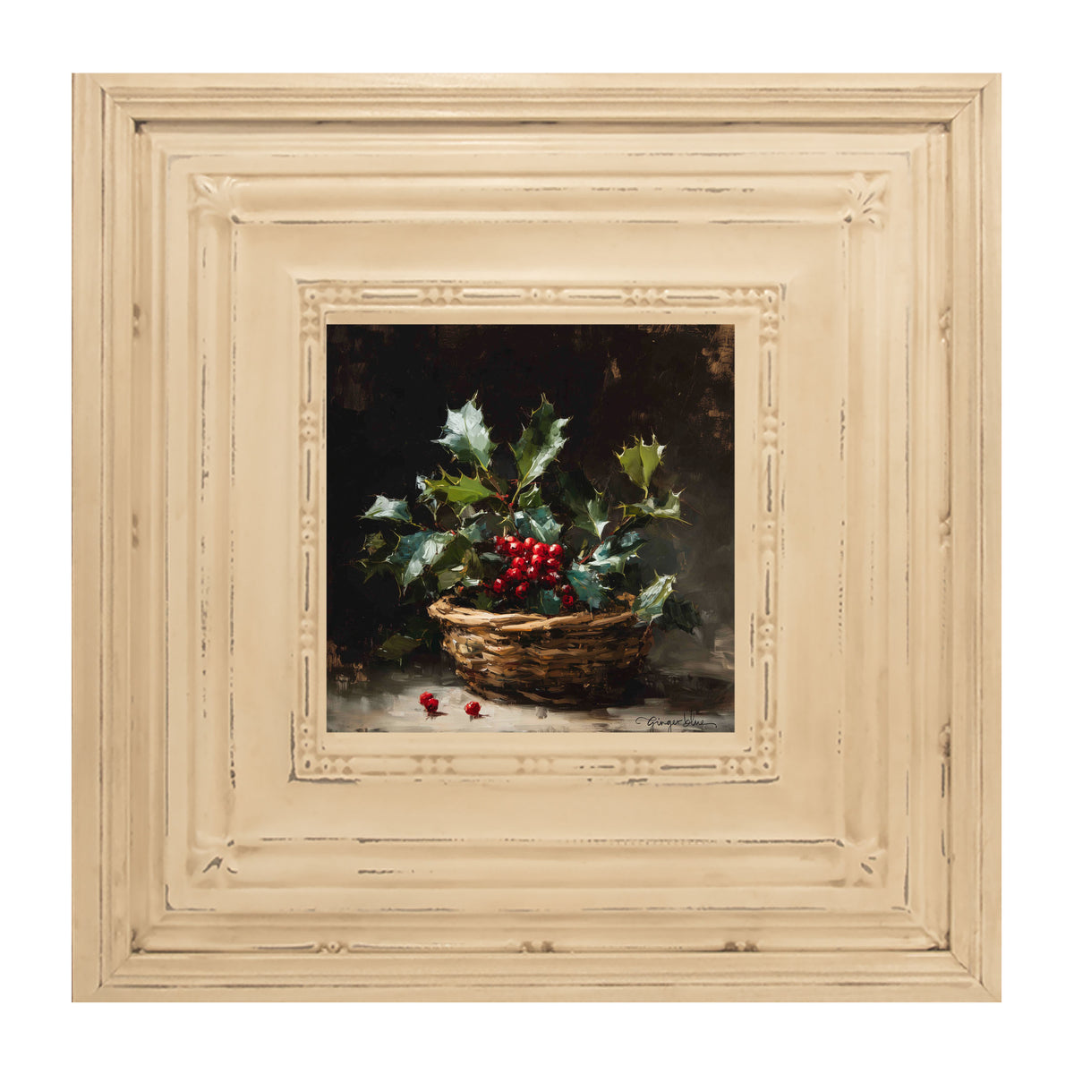 Holly in Woven Basket