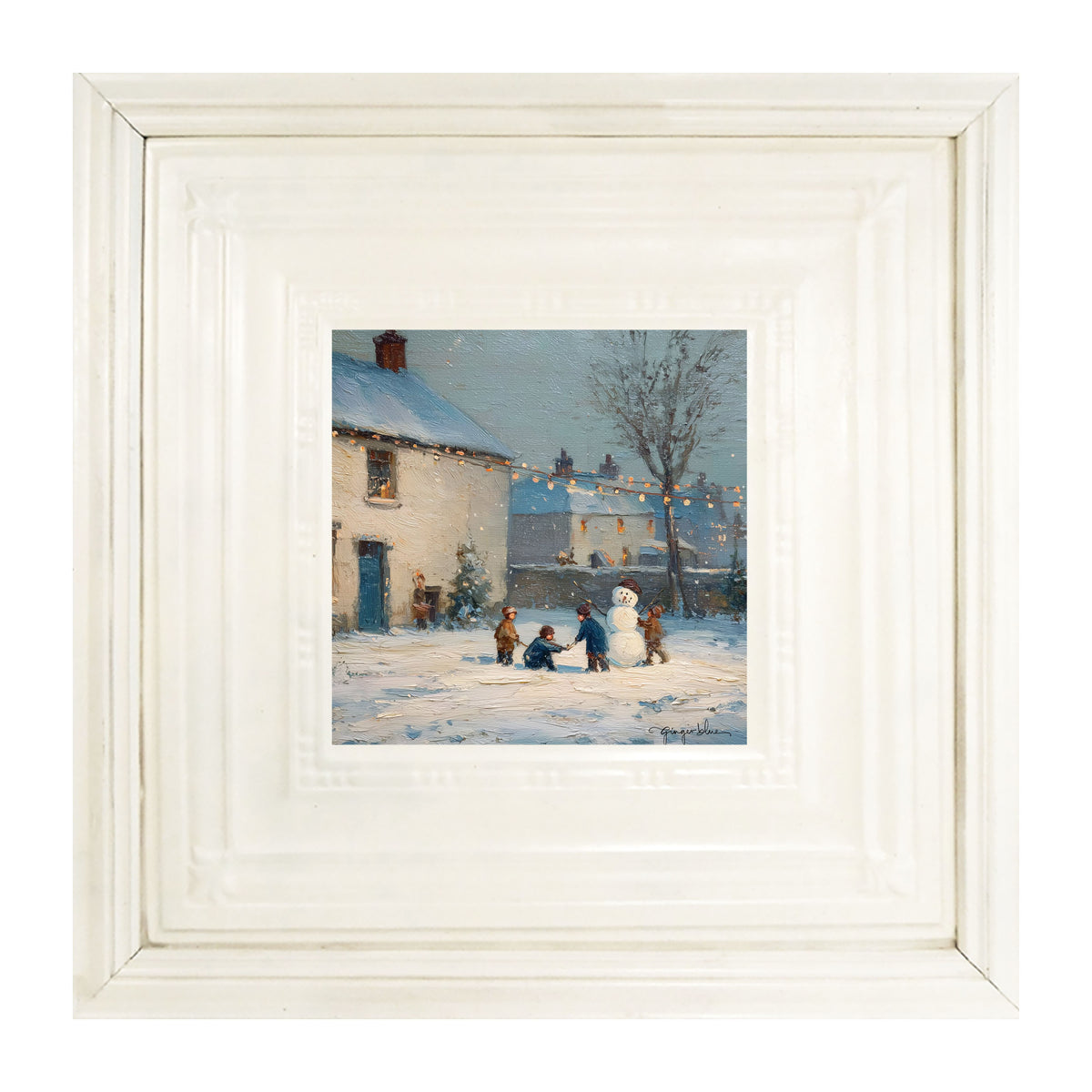 Children Making a Snowman at Home