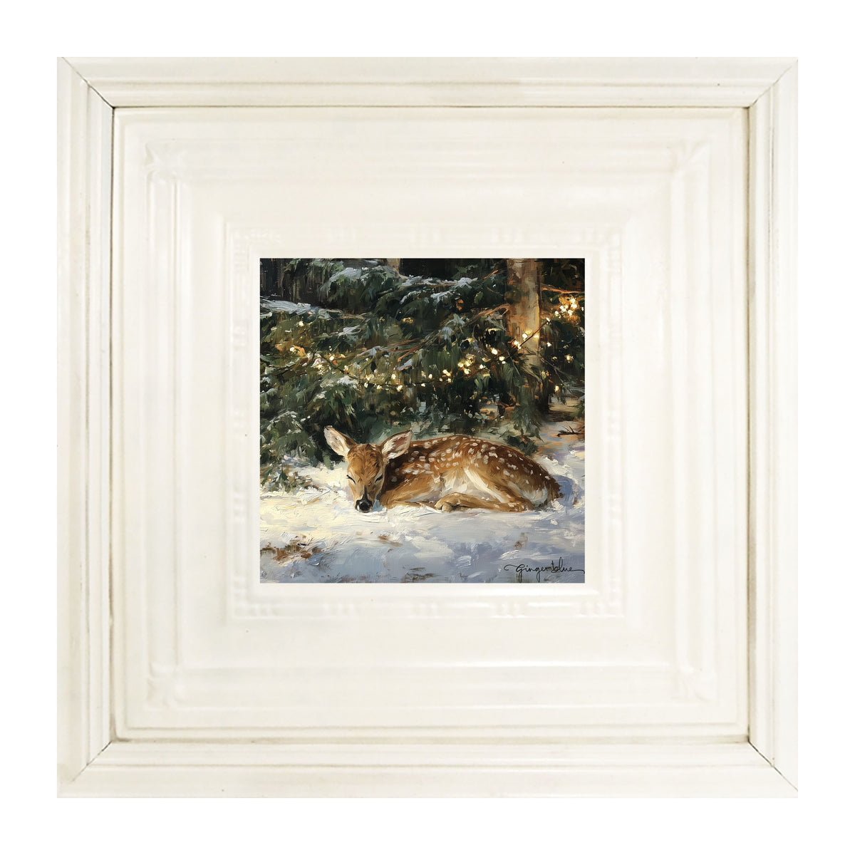 Deer Sleeping under Pine Tree