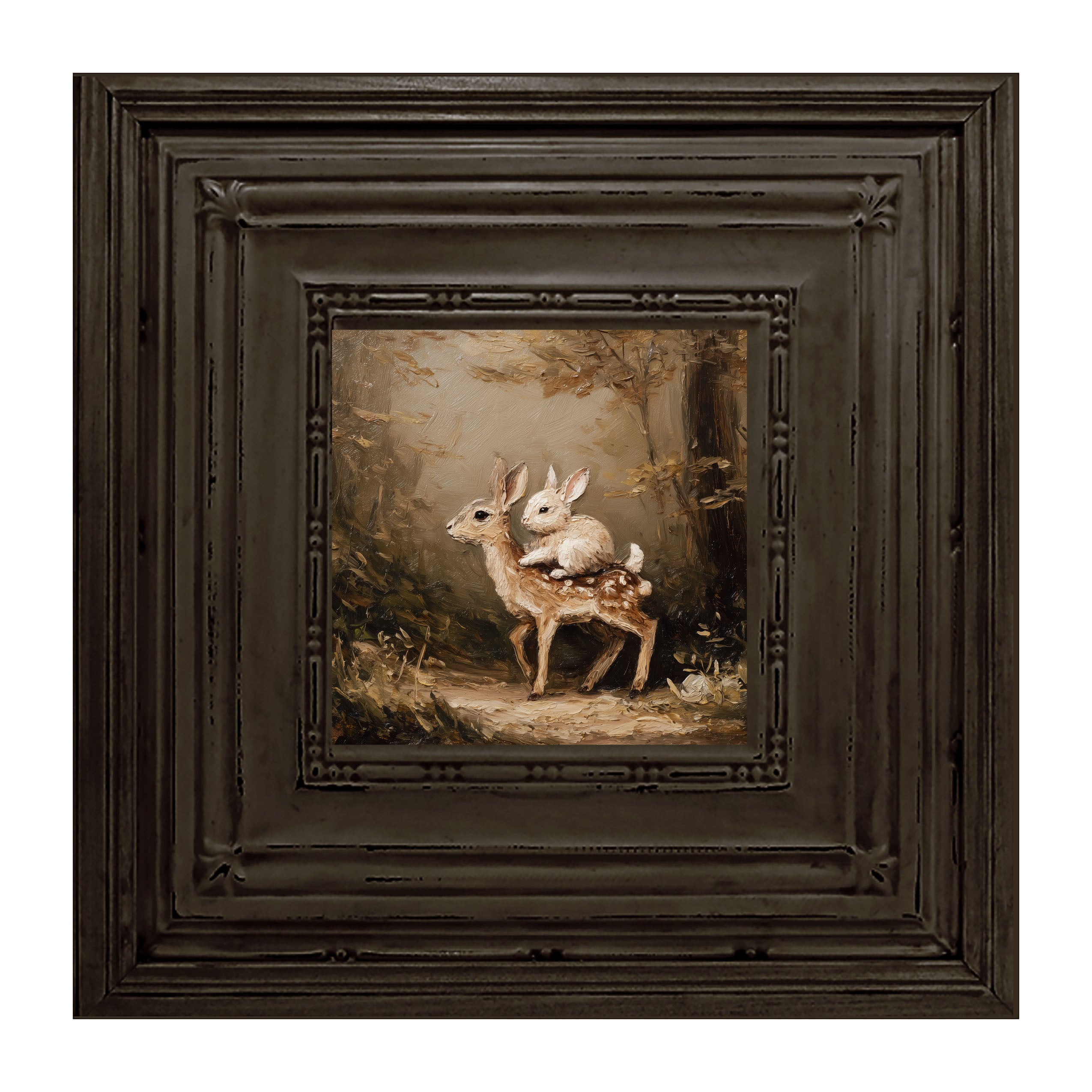 Bunny on Deer in Forest
