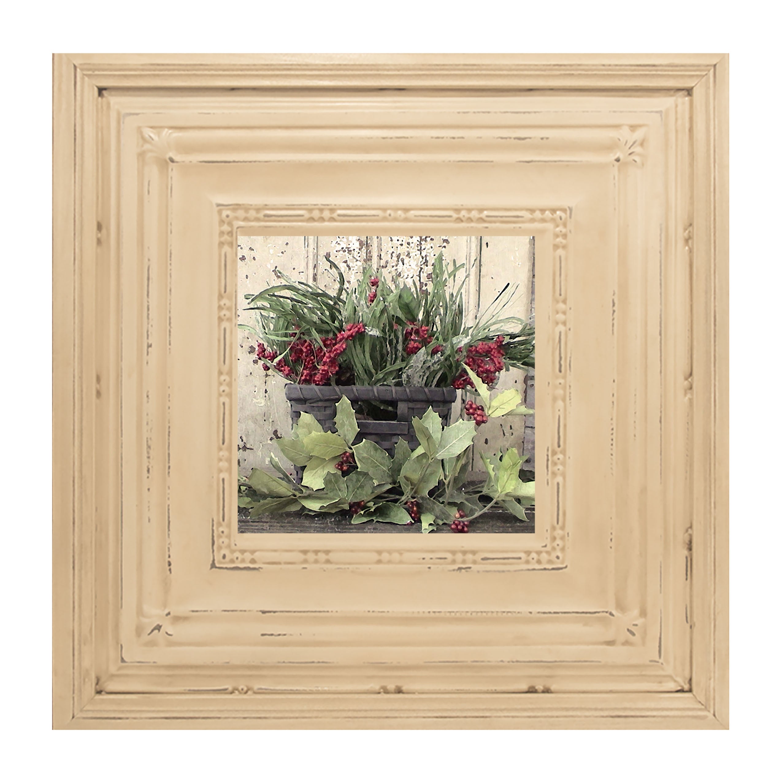 Berry Basket with Holly