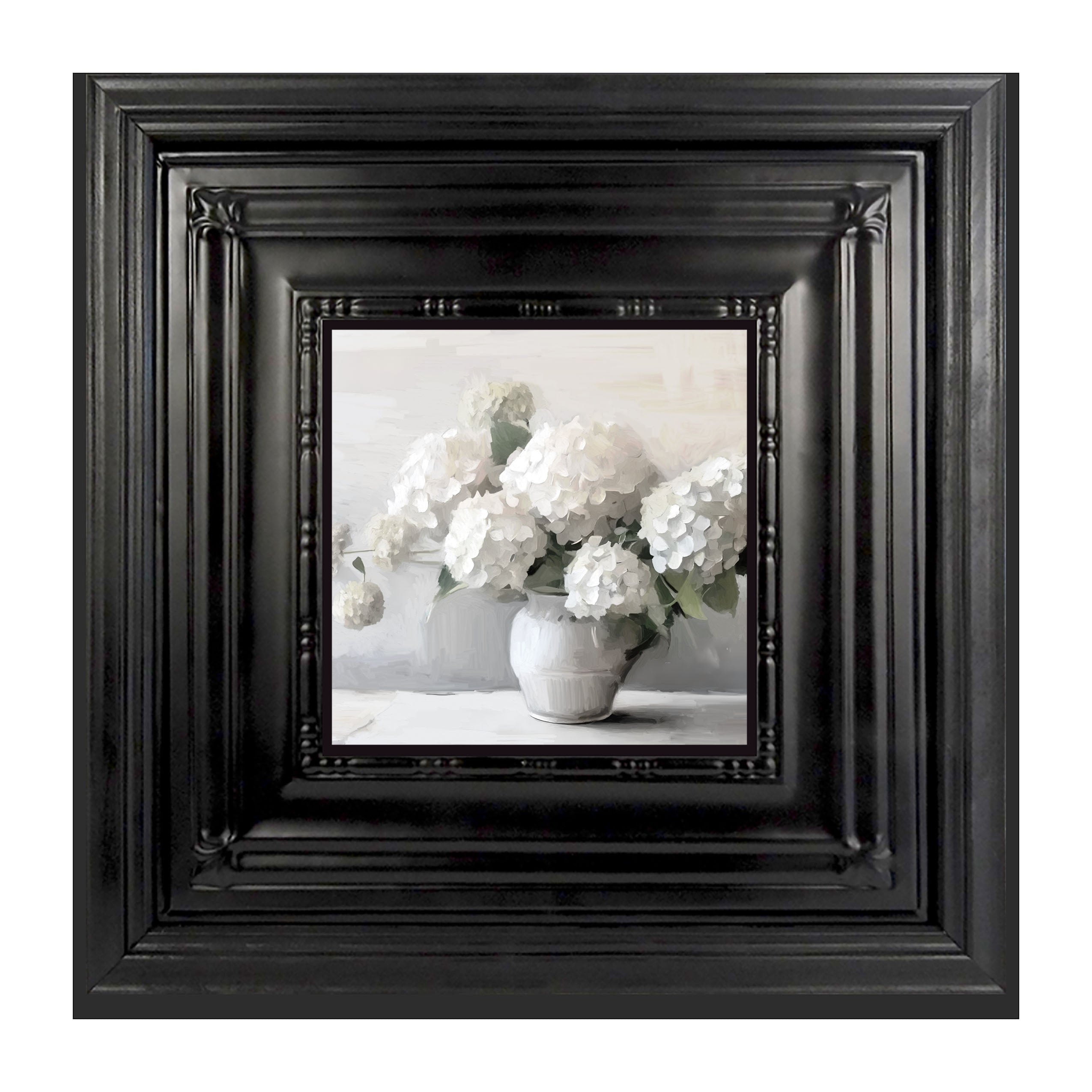 White Vase of Hydrangeas