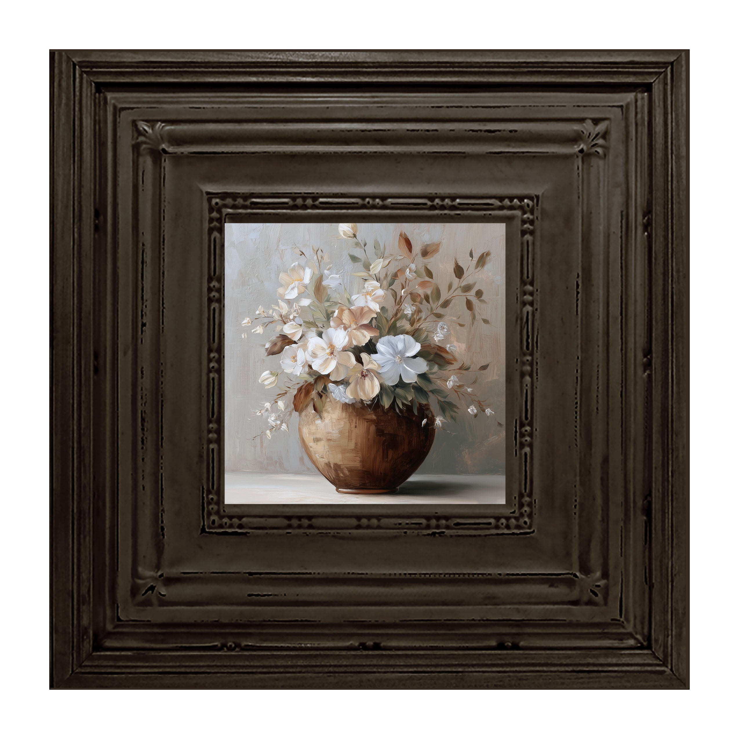 Copper Vase with Blooming Flowers