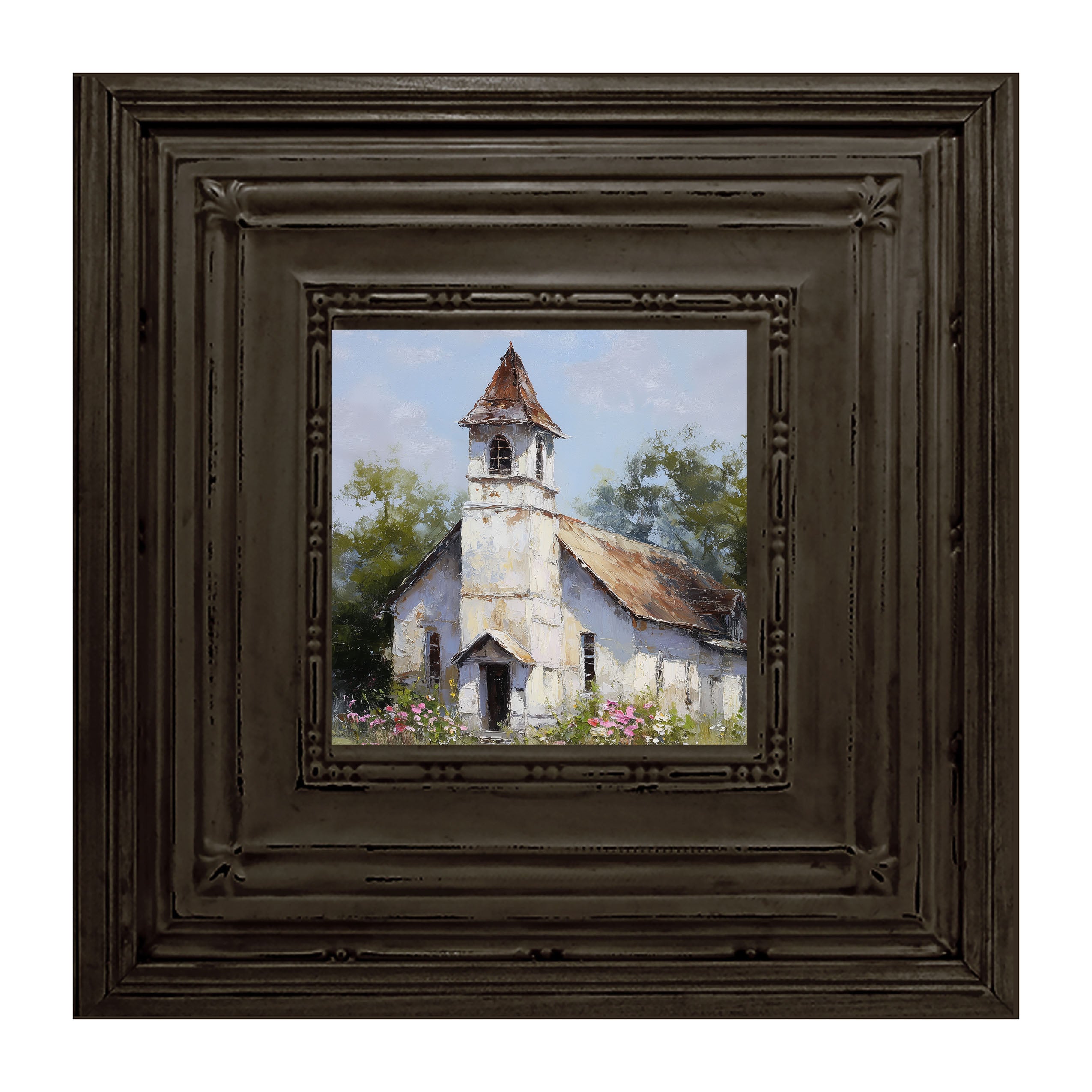 Country Church with Wildflowers