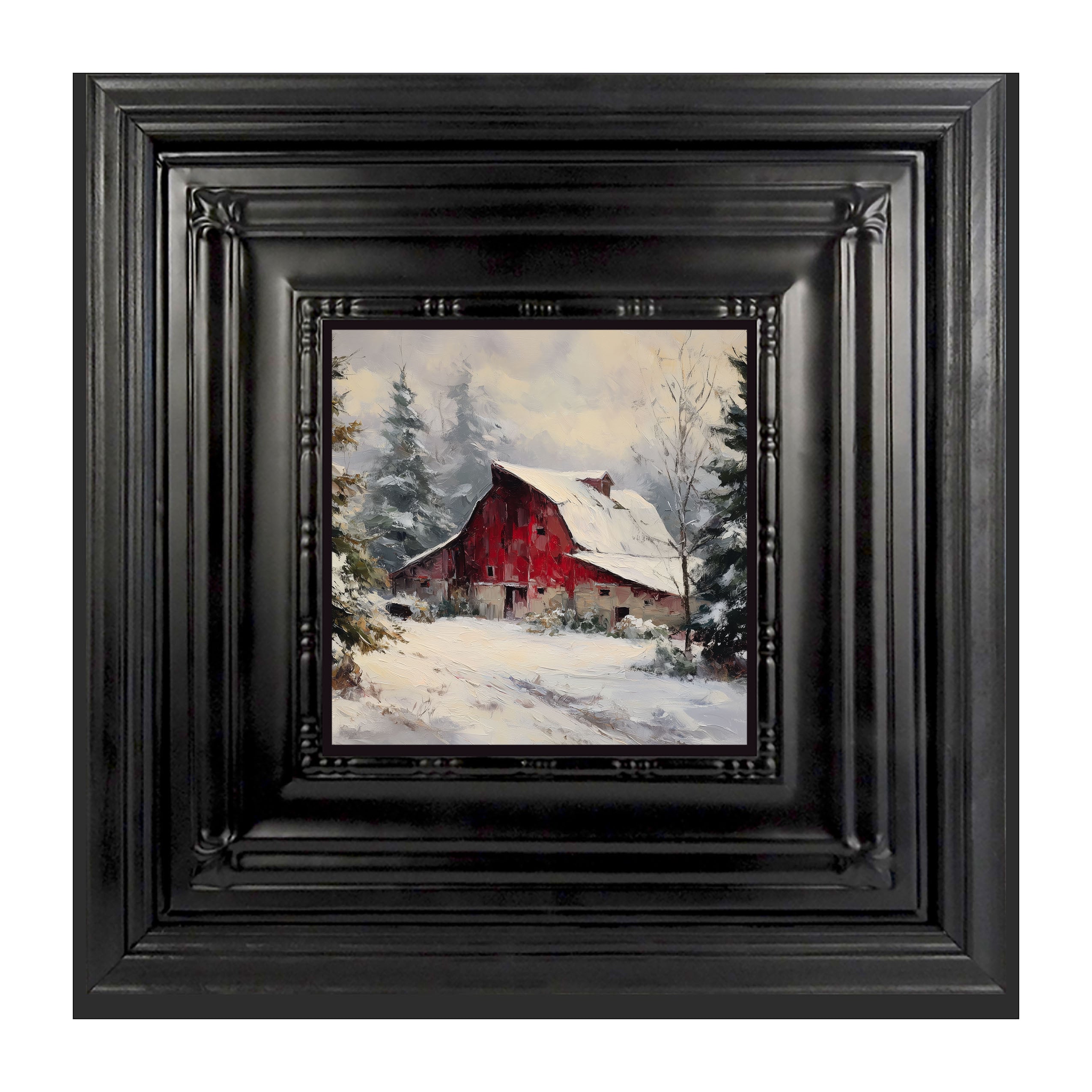 Red Country Barn in Winter