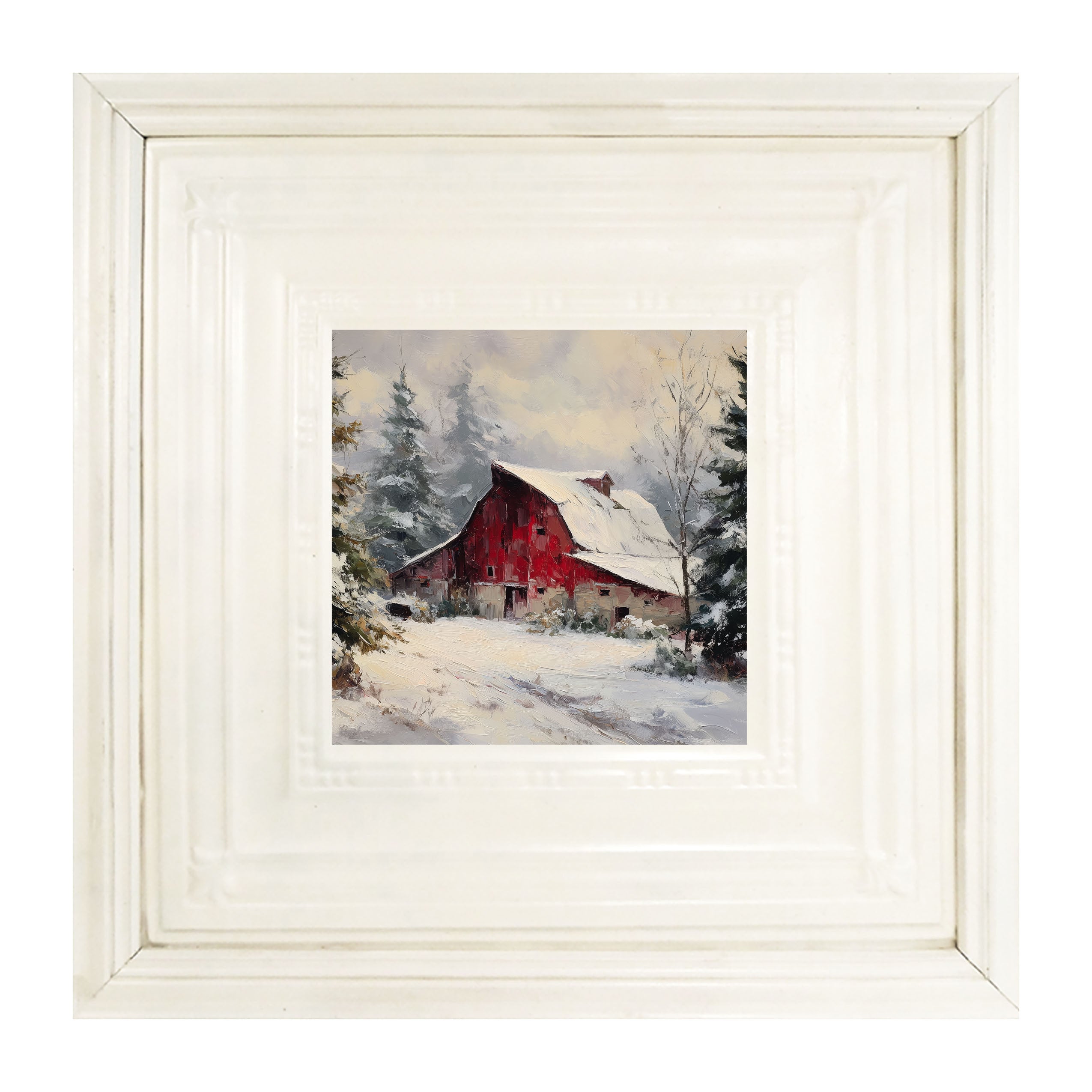 Red Country Barn in Winter