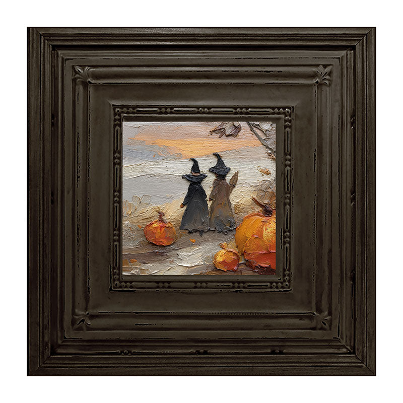 Two Witches with Pumpkins