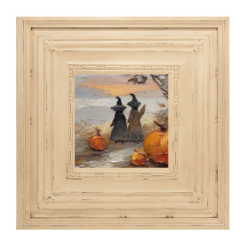 Two Witches with Pumpkins