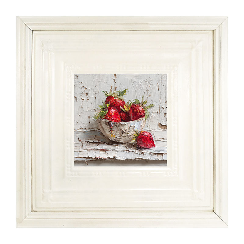 Sideboard Still Life - White Table with Bowl of Strawberries