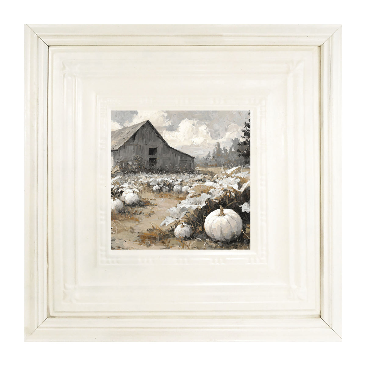 White Pumpkins in Field