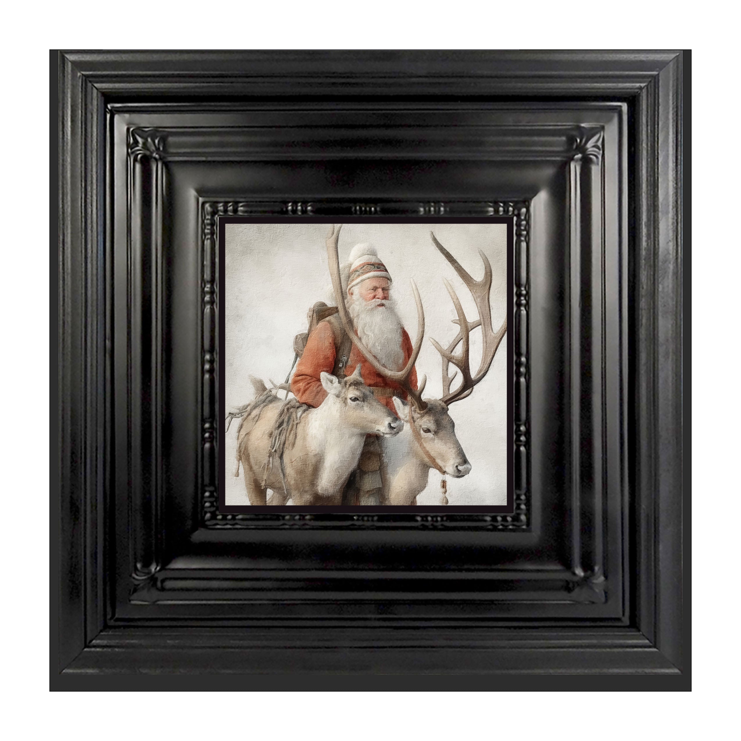 Old world Santa with reindeer