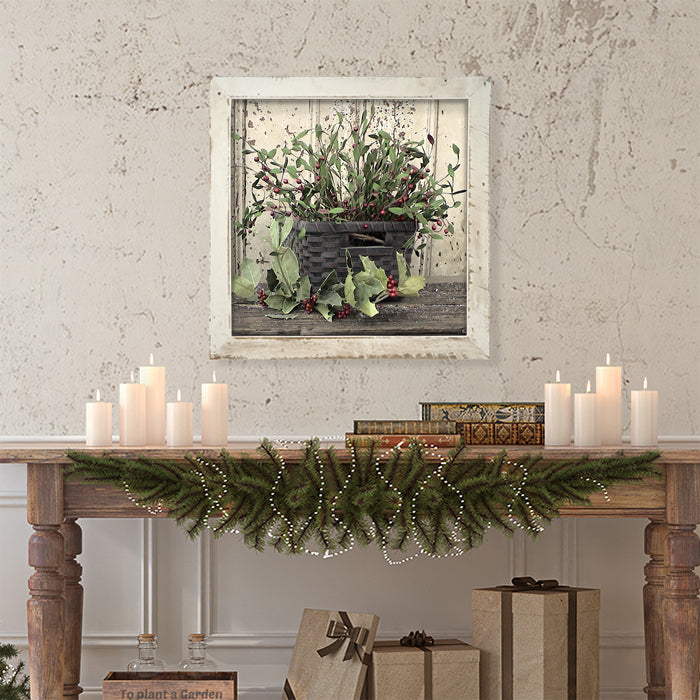 Green Holly and Berry Basket