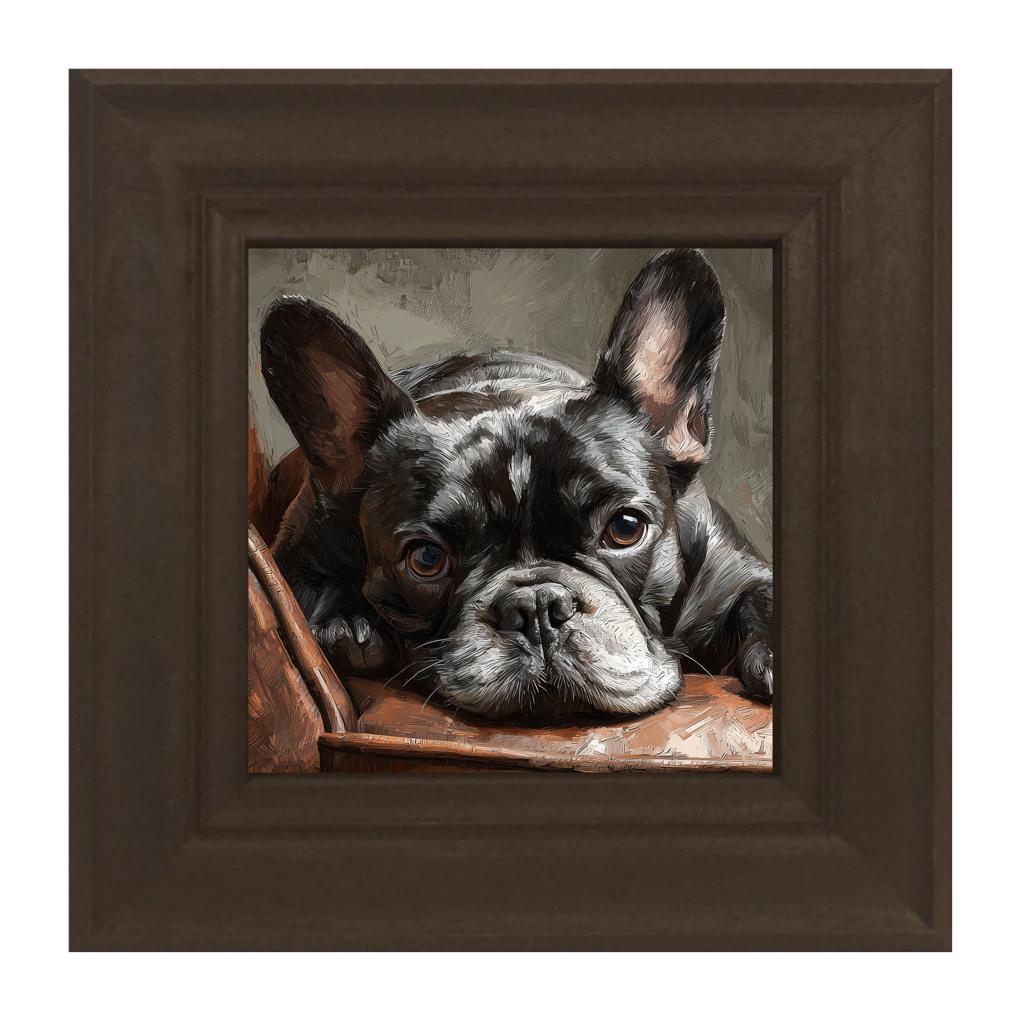 Armchair with Black French Bulldog