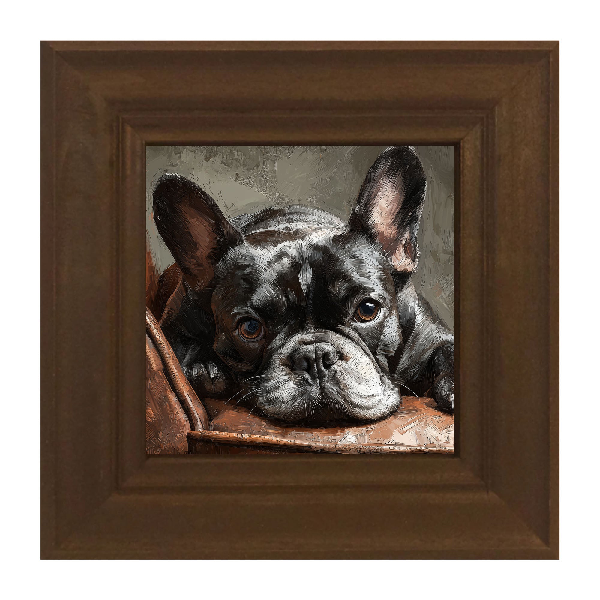 Armchair with Black French Bulldog