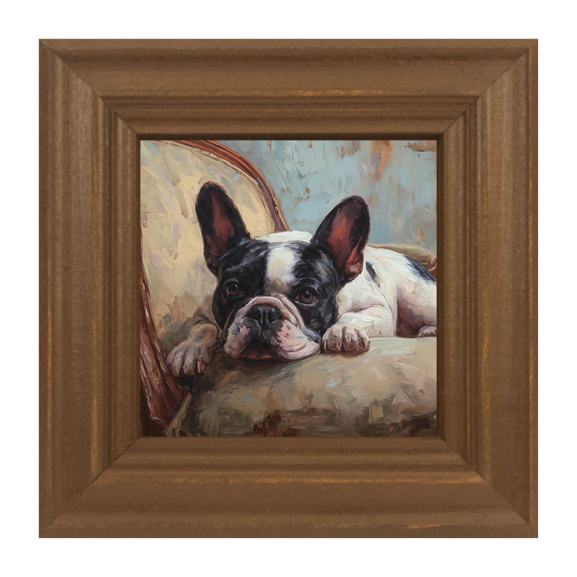Armchair with Black and White French Bulldog