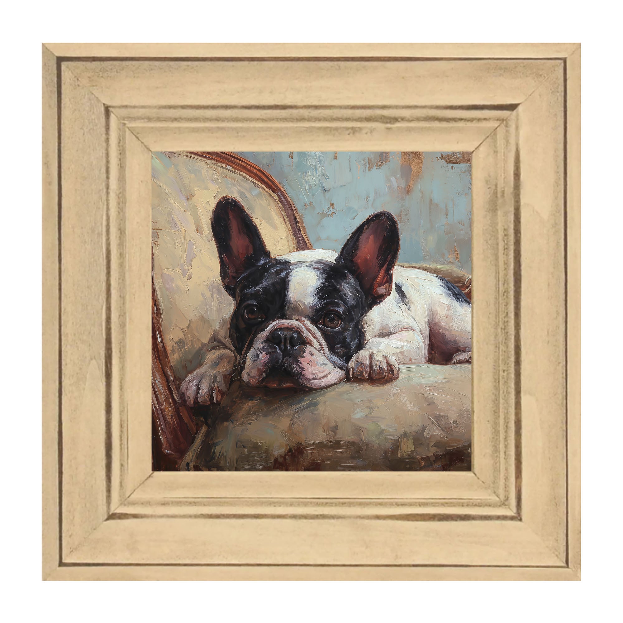 Armchair with Black and White French Bulldog