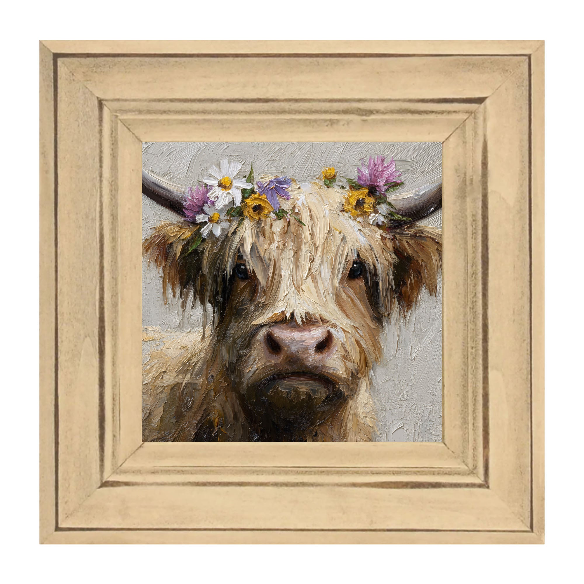 Spring Season Cow with Flowers in Hair