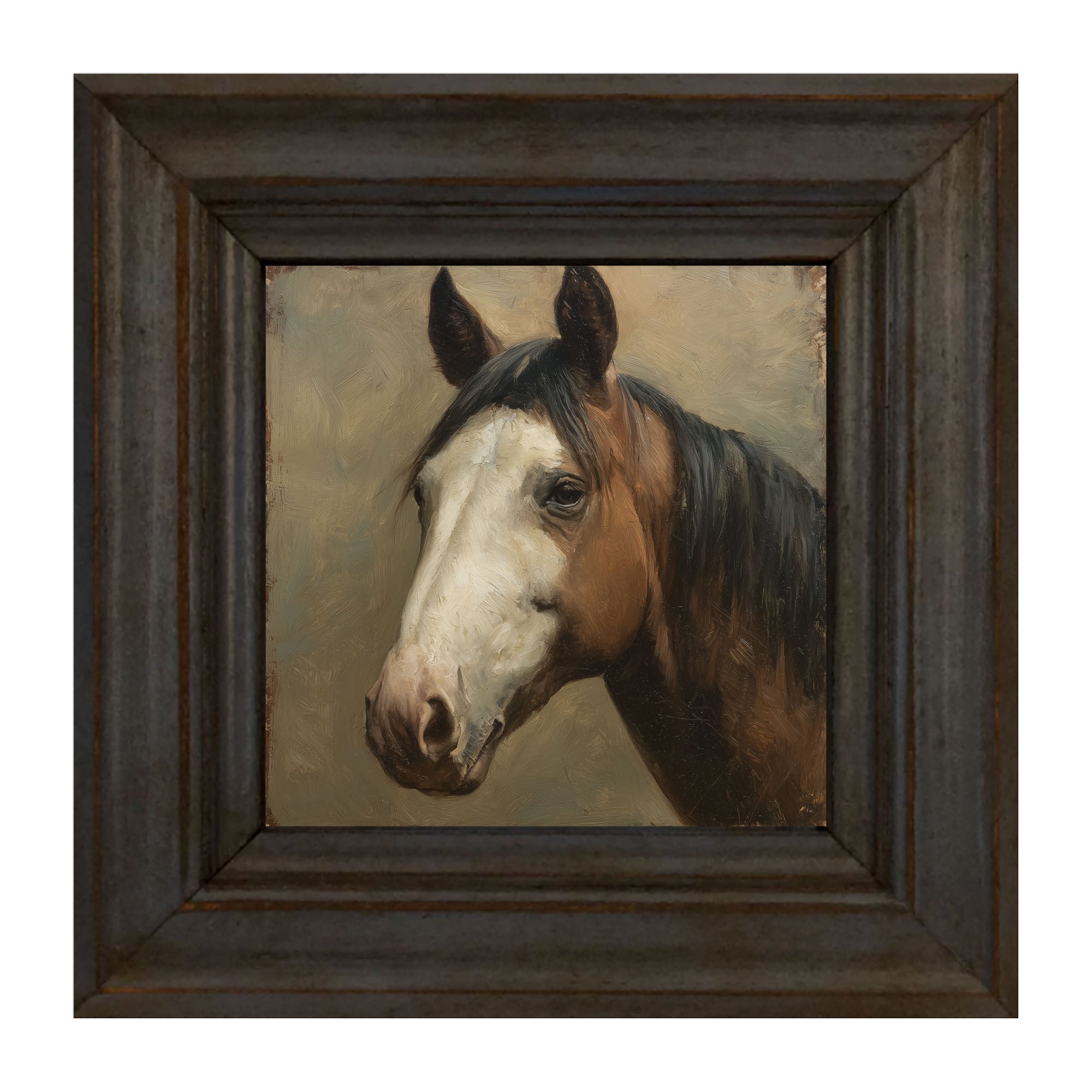 Portrait of a Brown and White Horse