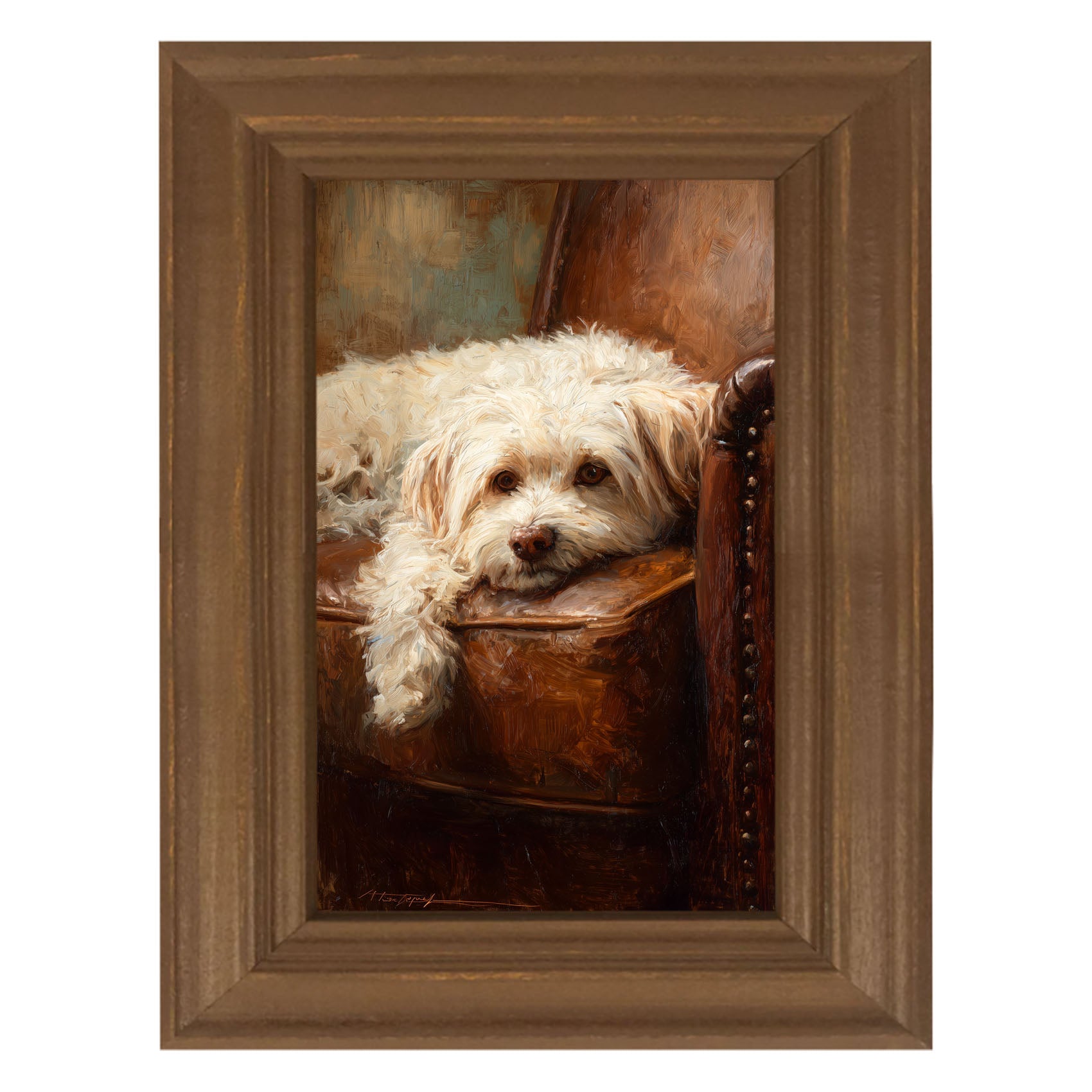 Armchair with Havanese Dog