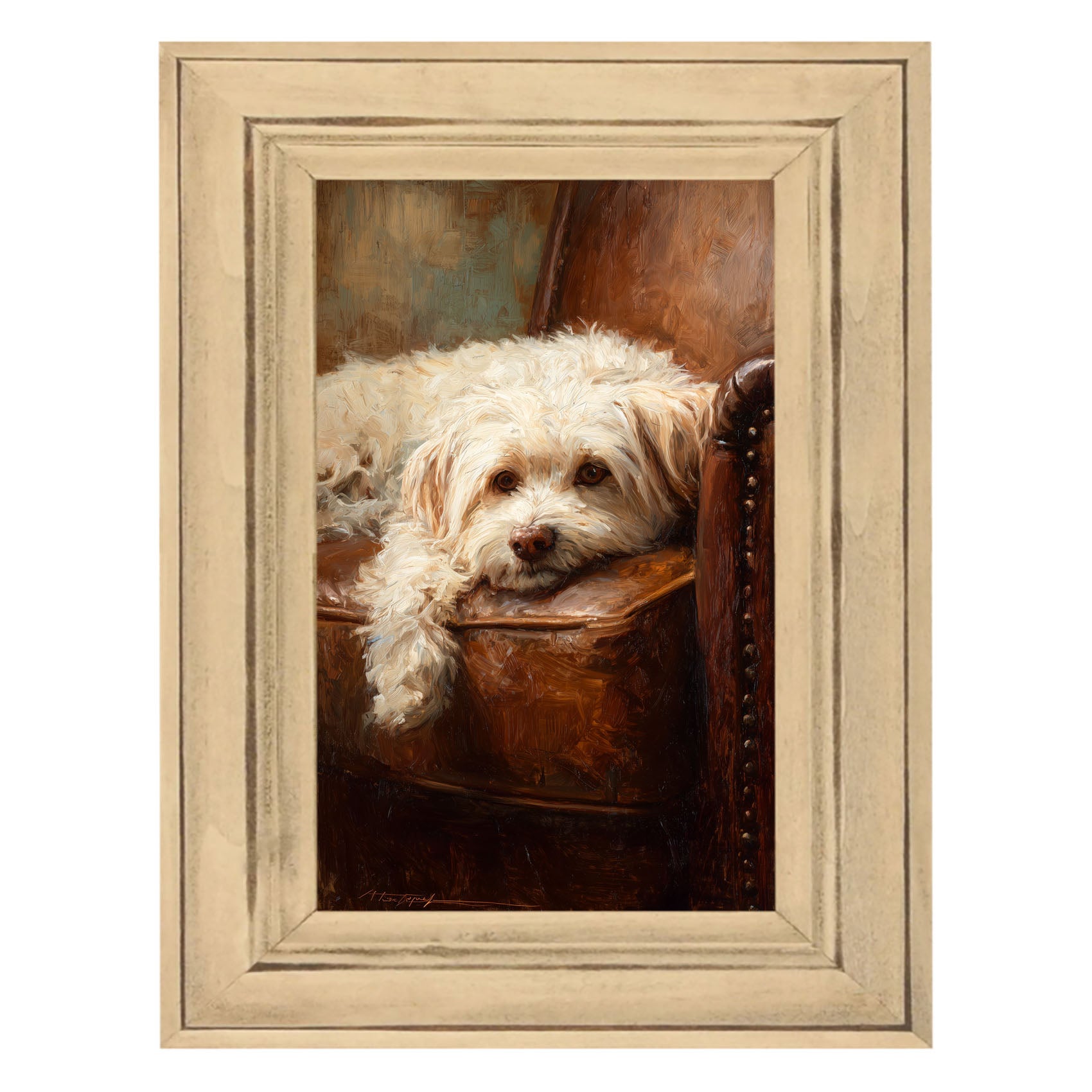 Armchair with Havanese Dog