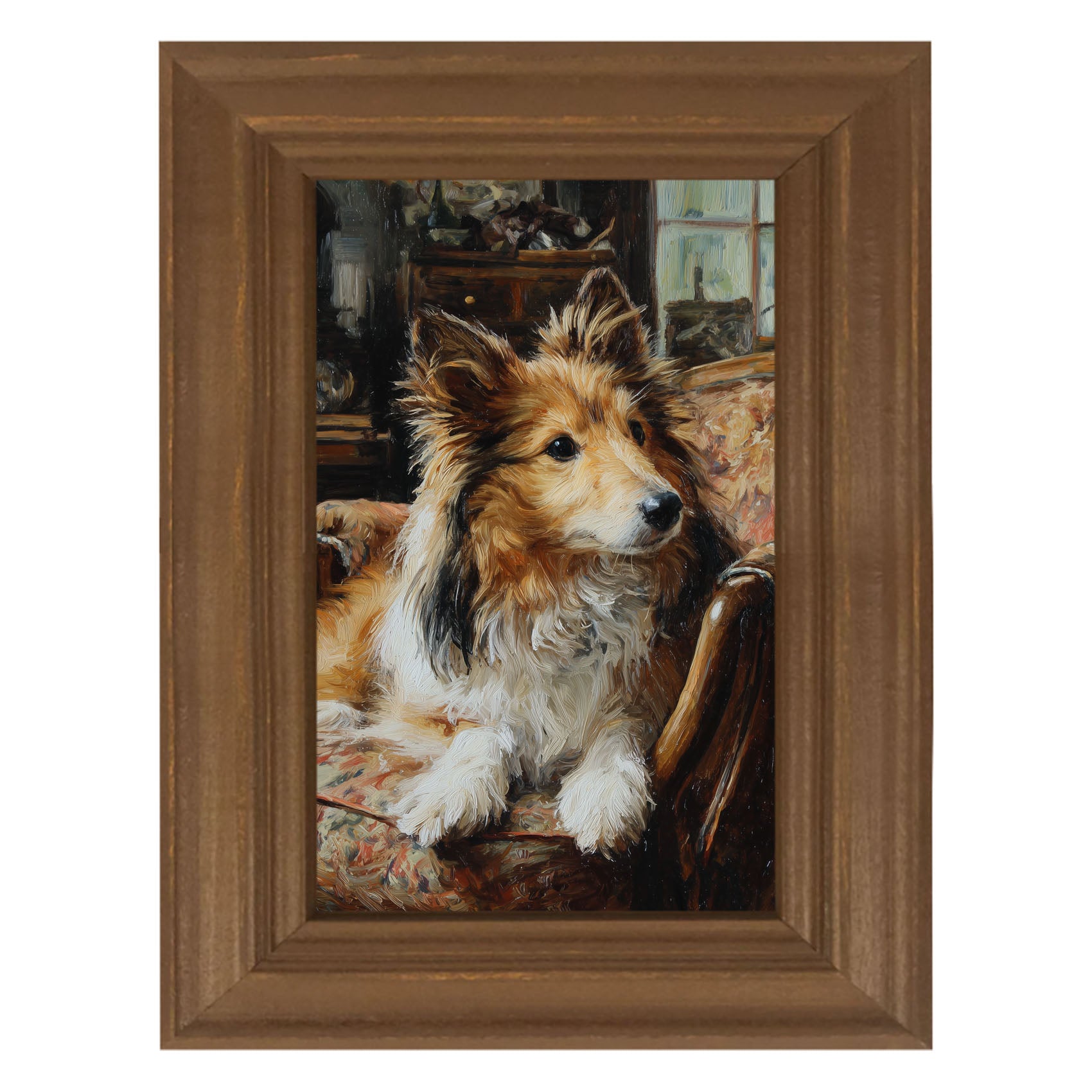 Armchair with Shetland Sheepdog