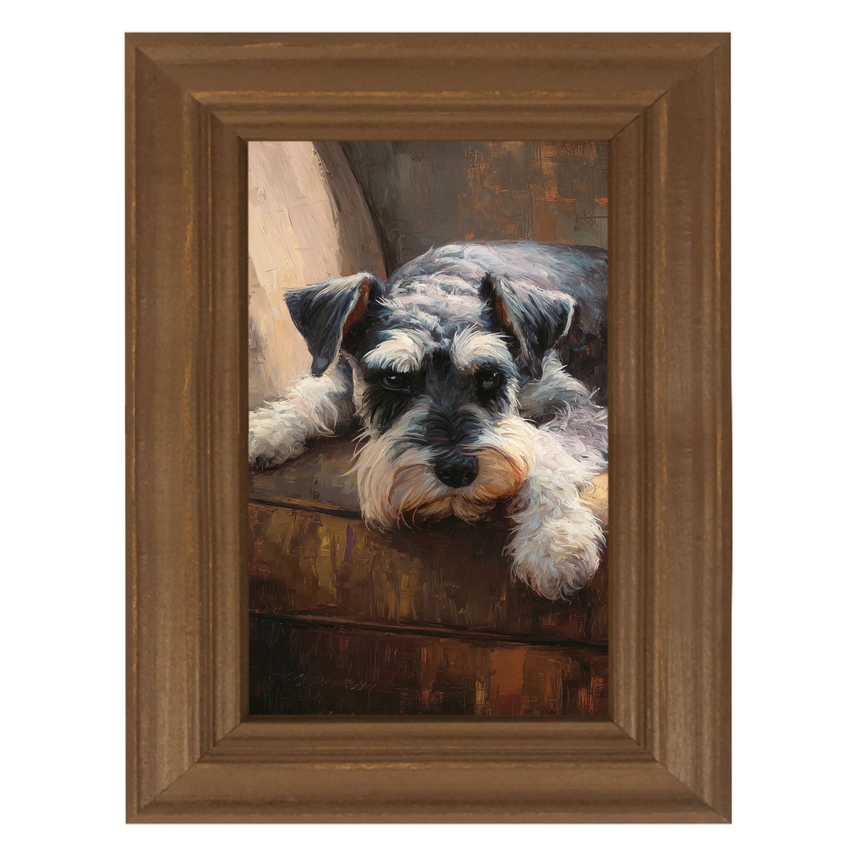 Armchair with Mini Schnauzer Dog