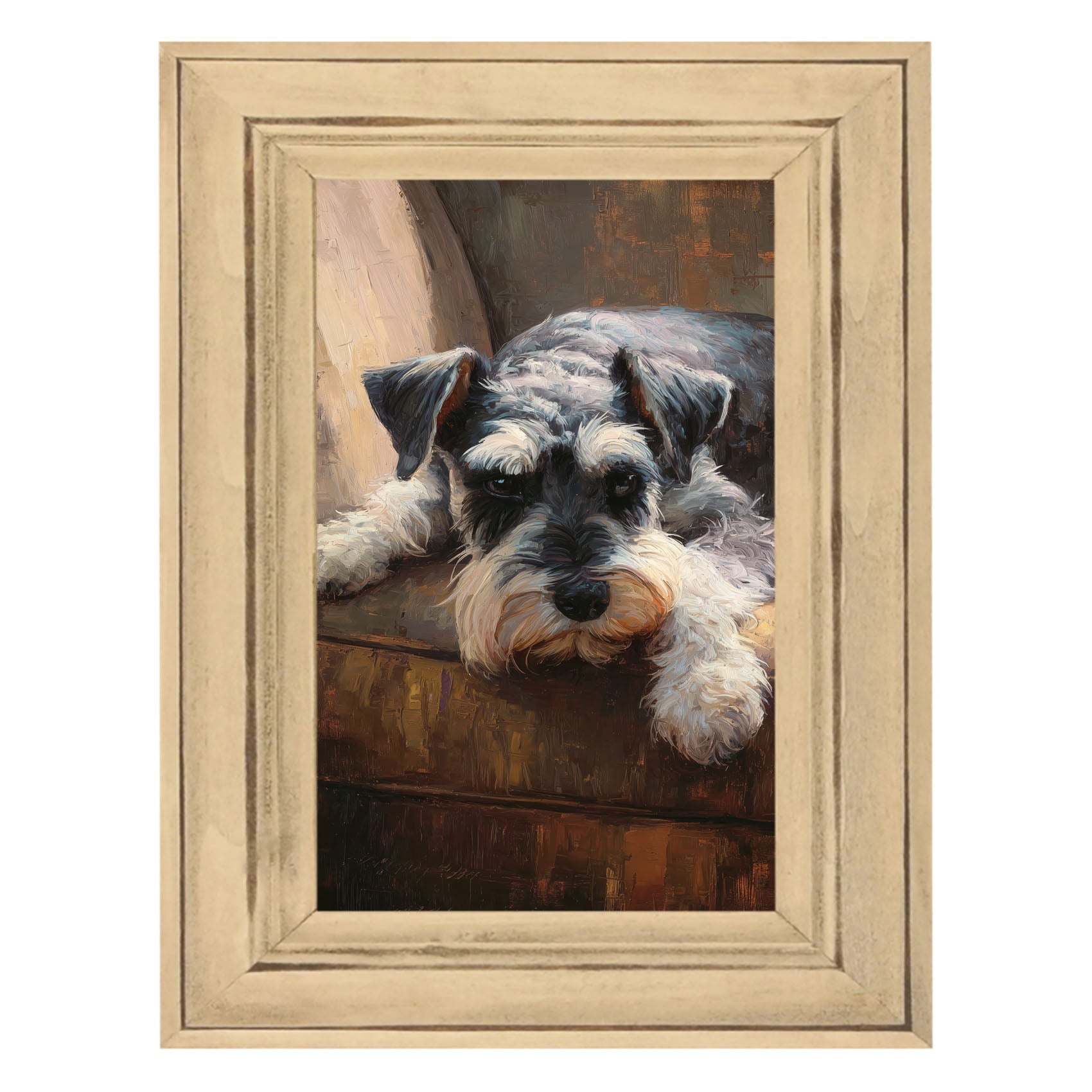 Armchair with Mini Schnauzer Dog