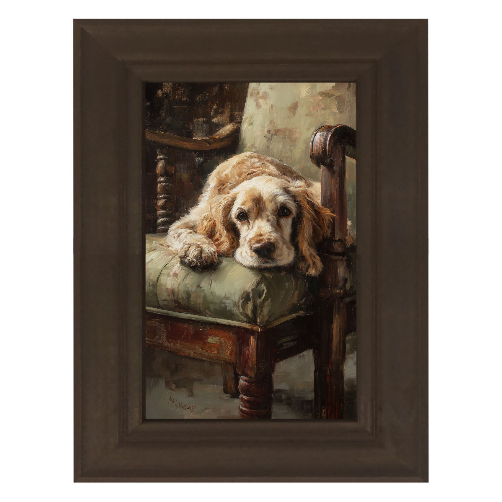 Armchair with Cocker Spaniel Dog