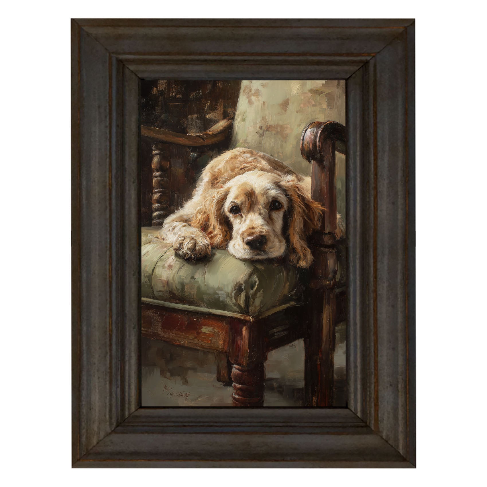 Armchair with Cocker Spaniel Dog