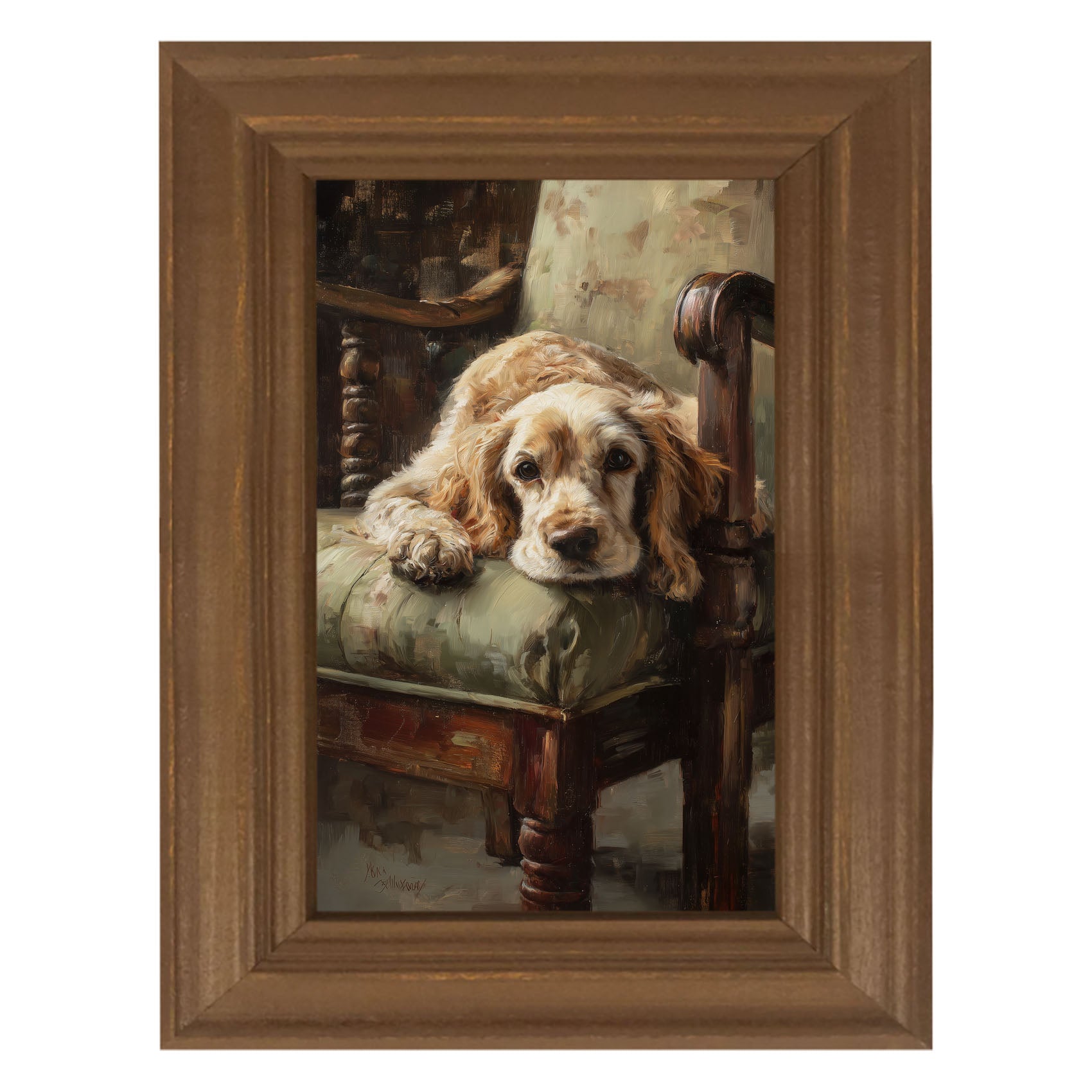 Armchair with Cocker Spaniel Dog