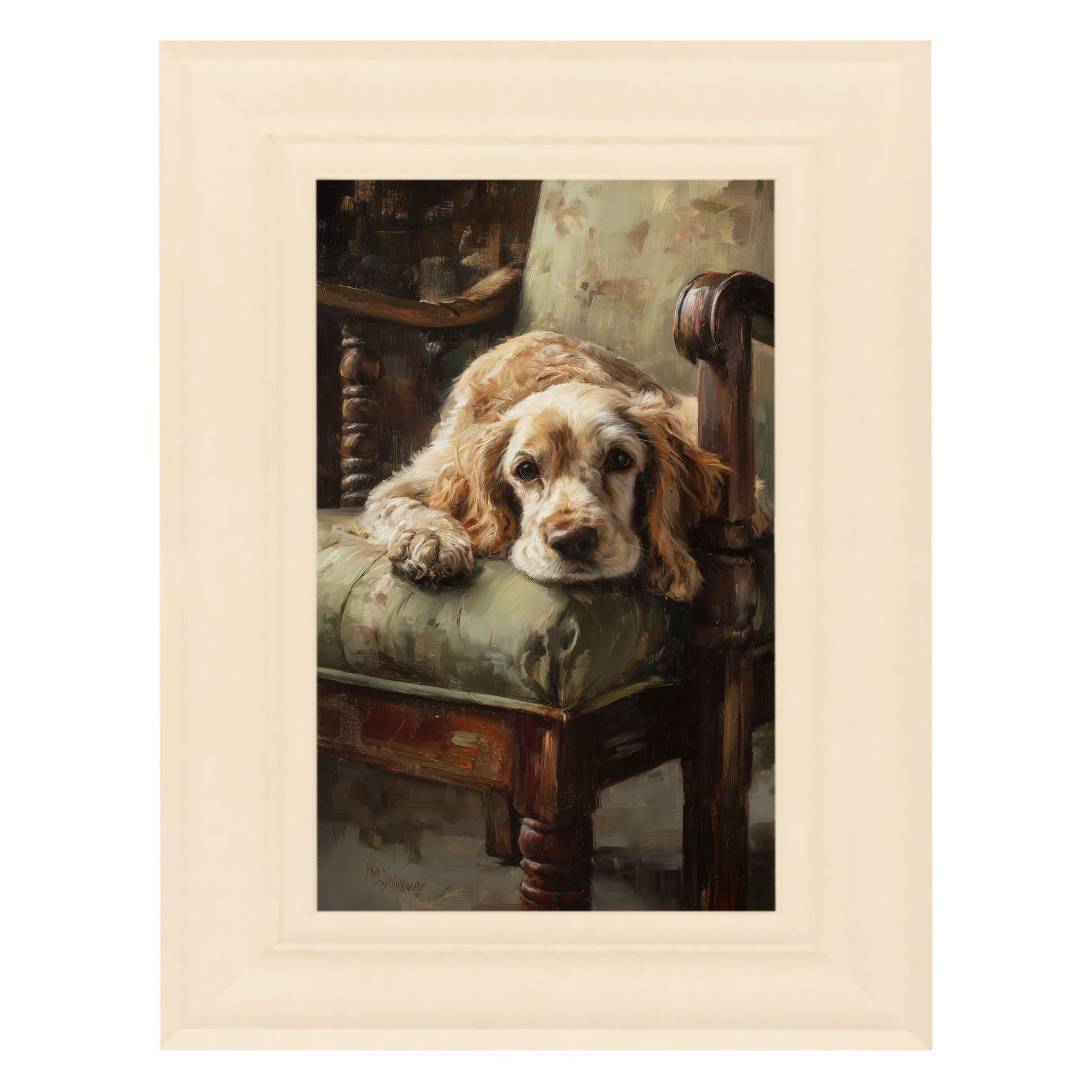 Armchair with Cocker Spaniel Dog