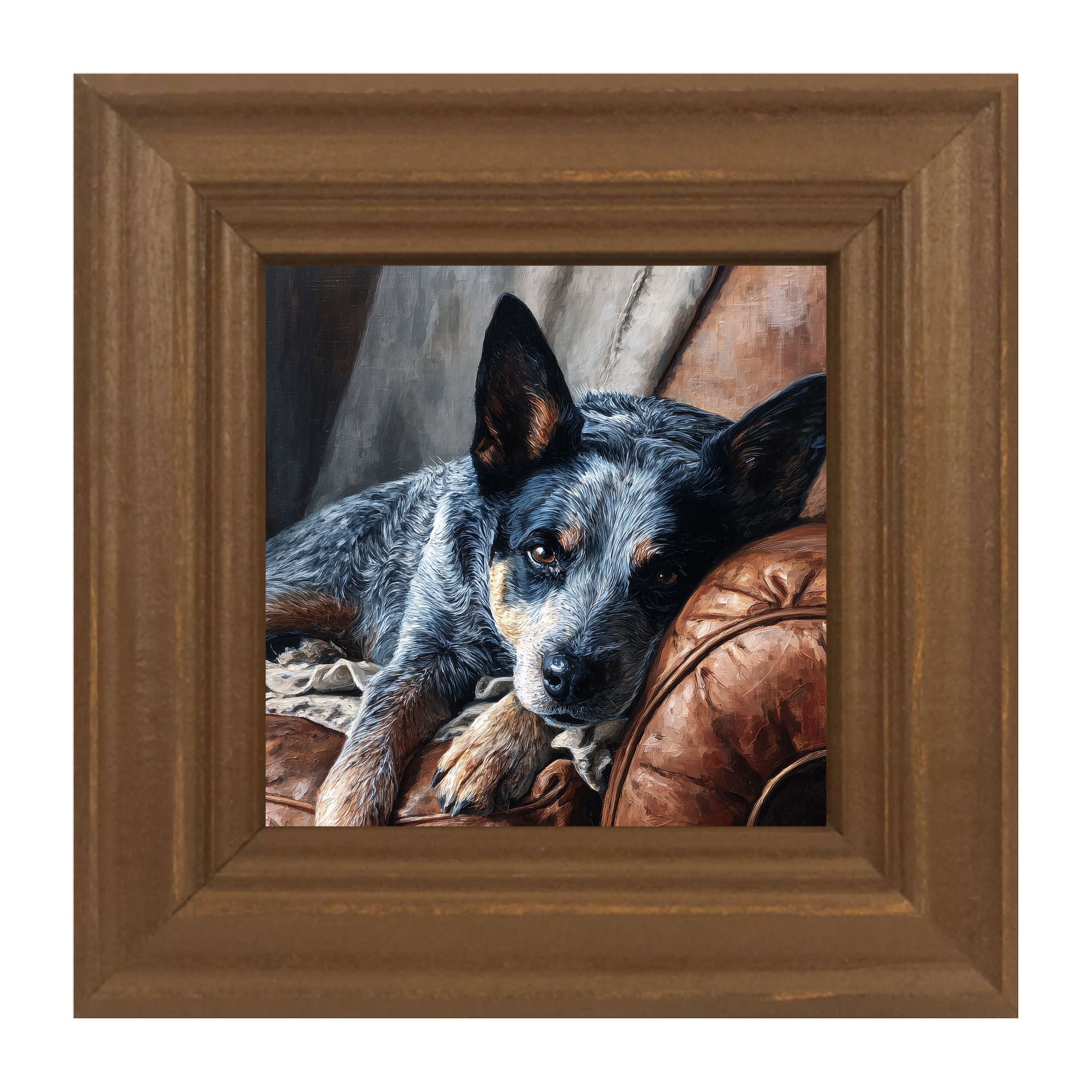 Armchair with Blue Heeler Dog