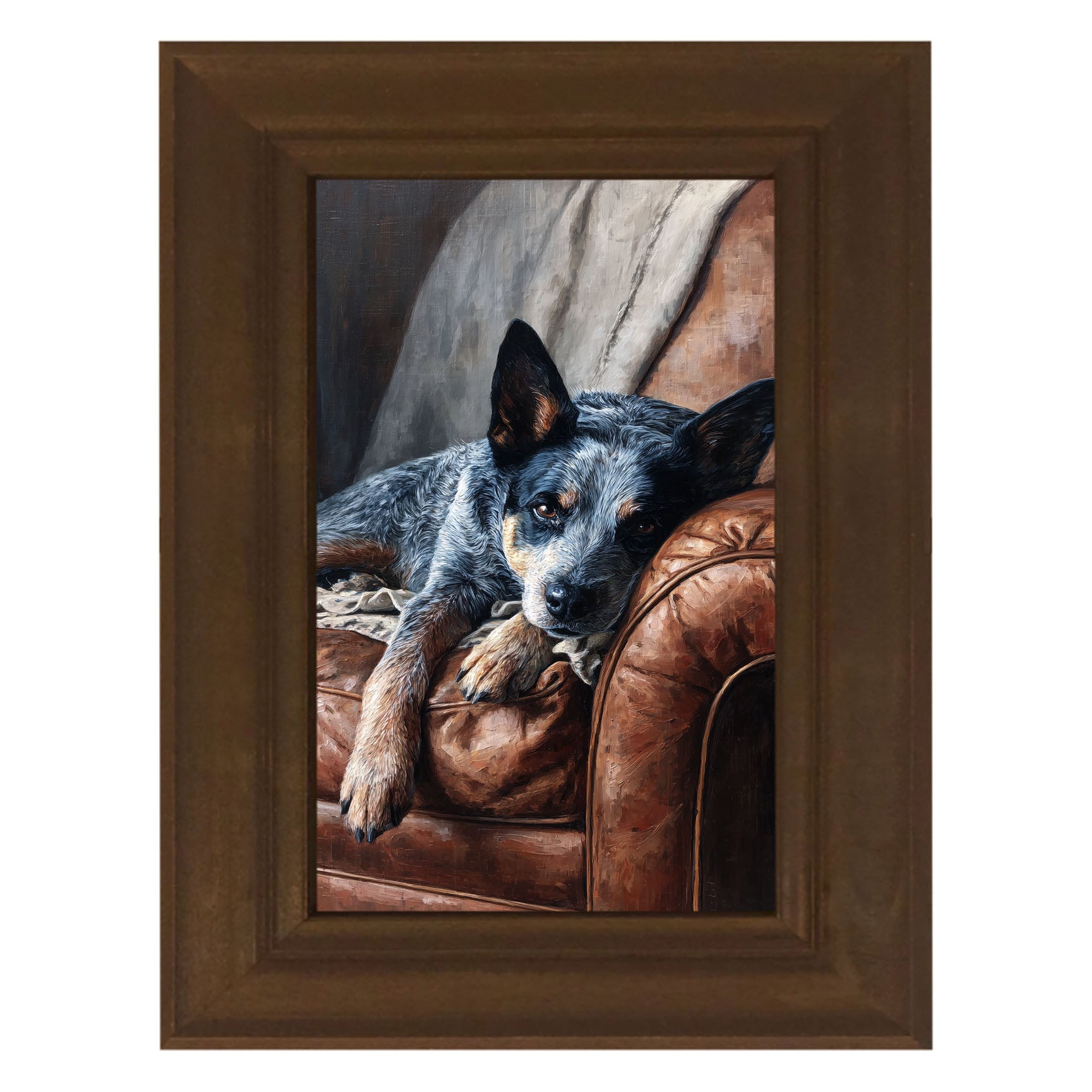 Armchair with Blue Heeler Dog