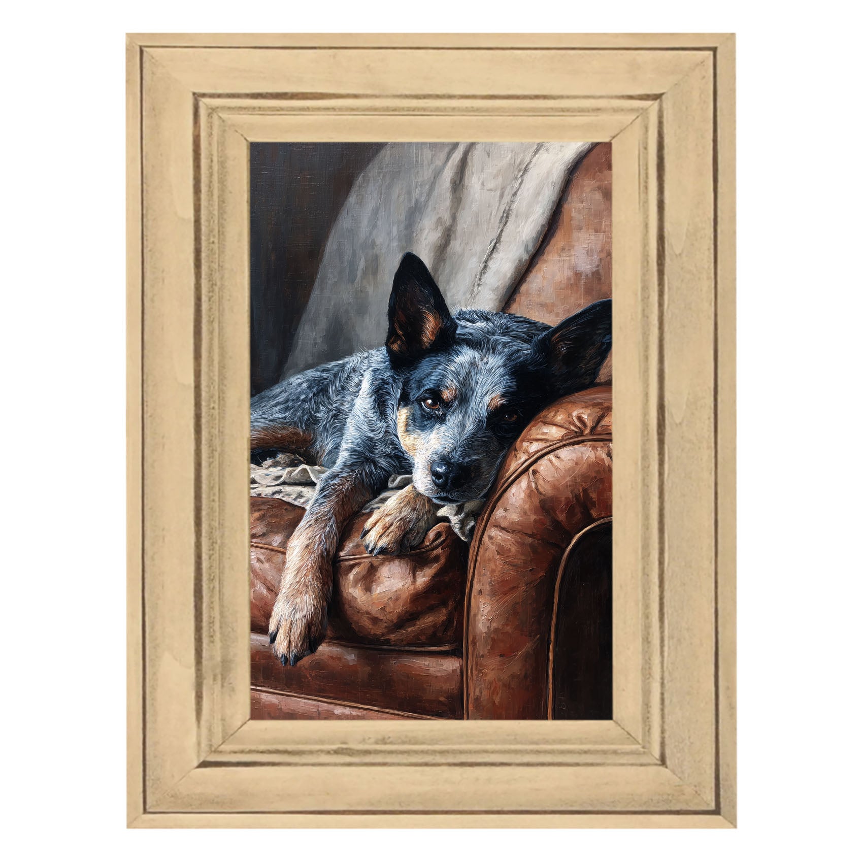 Armchair with Blue Heeler Dog