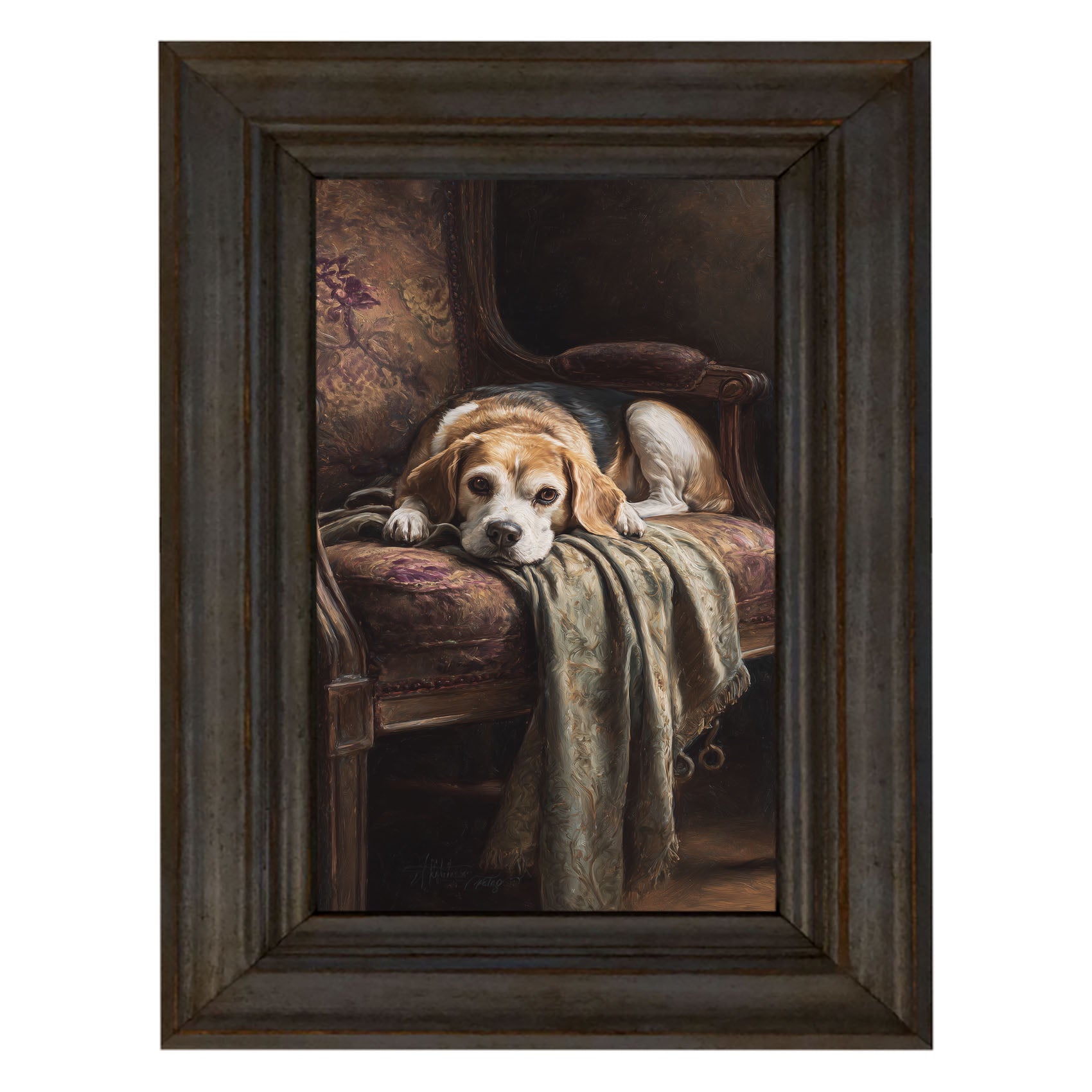 Armchair with Beagle Dog
