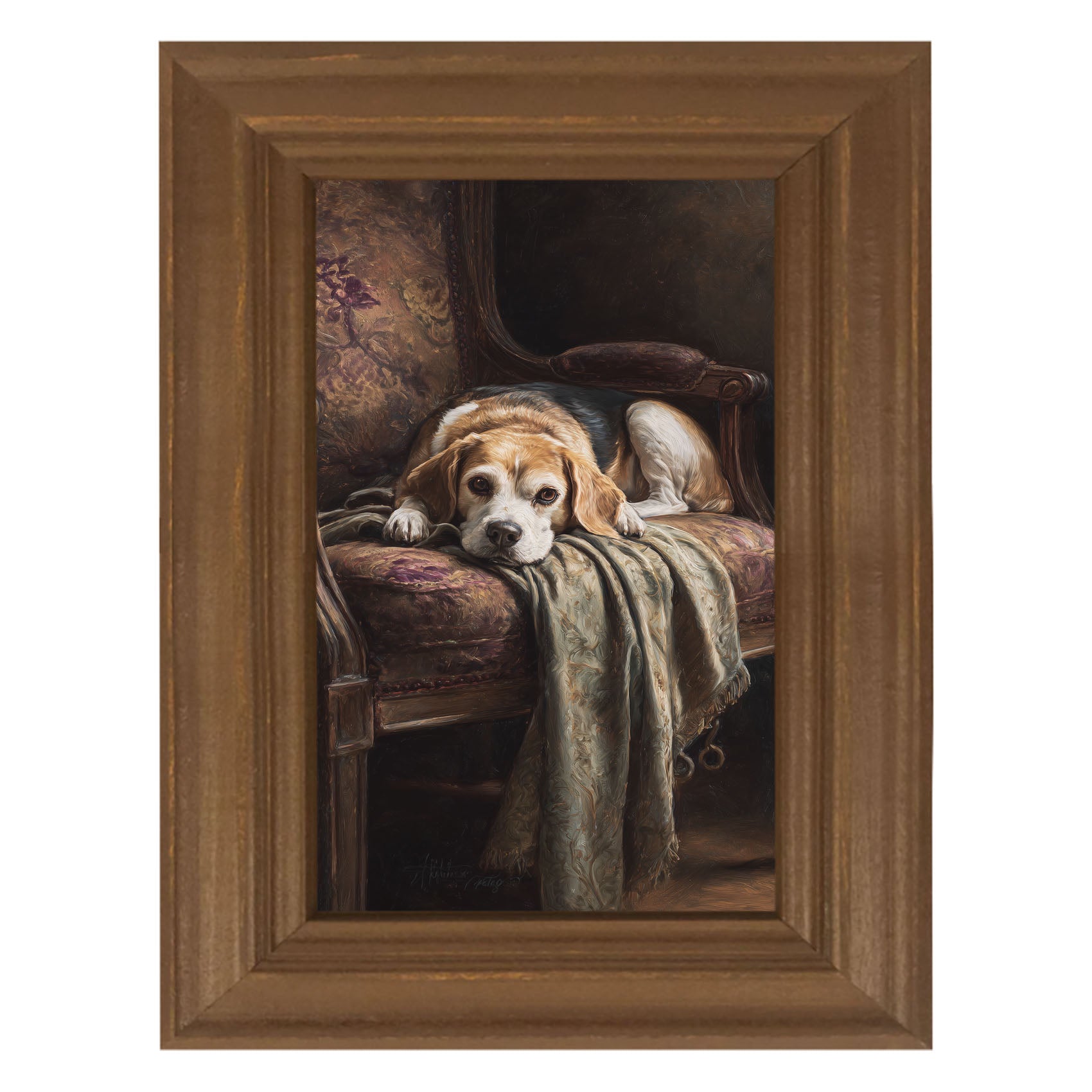 Armchair with Beagle Dog