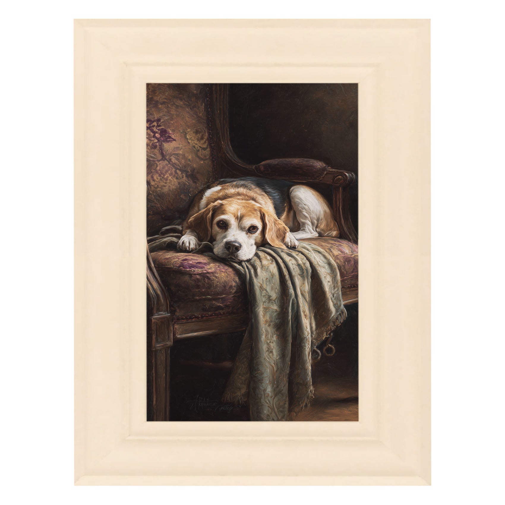 Armchair with Beagle Dog