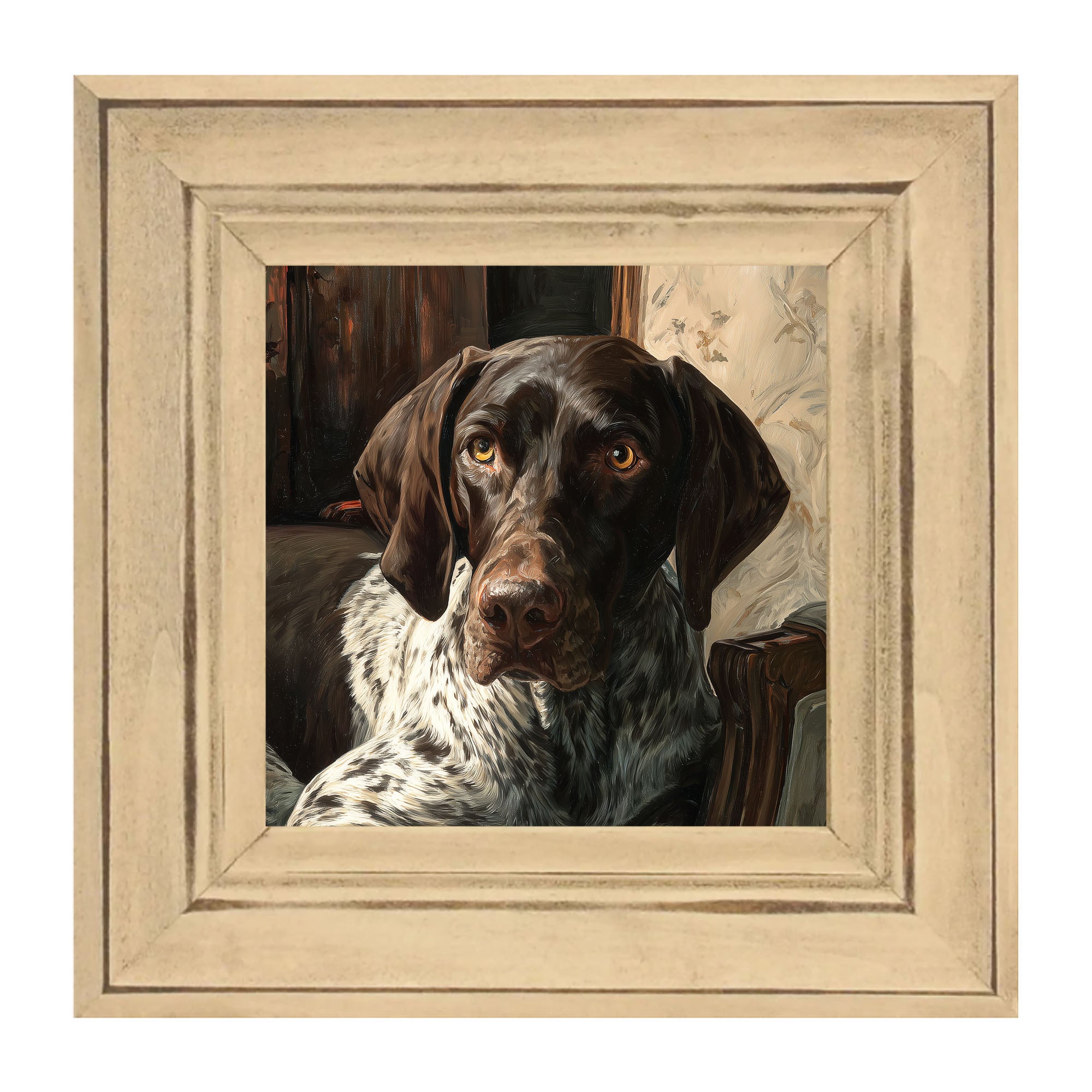 Armchair with German Shorthaired Pointer Dog