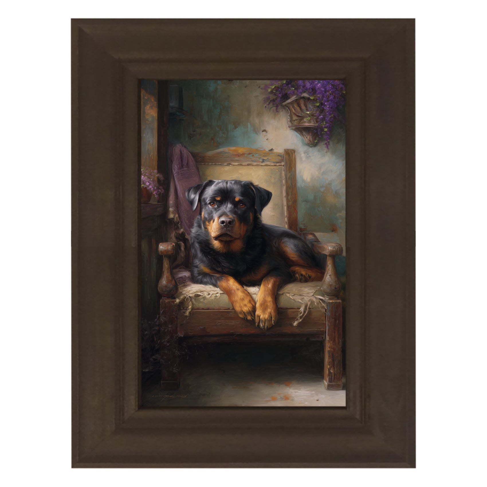 Armchair with Rottweiler Dog