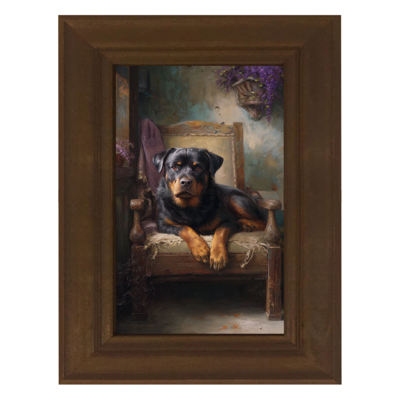 Armchair with Rottweiler Dog